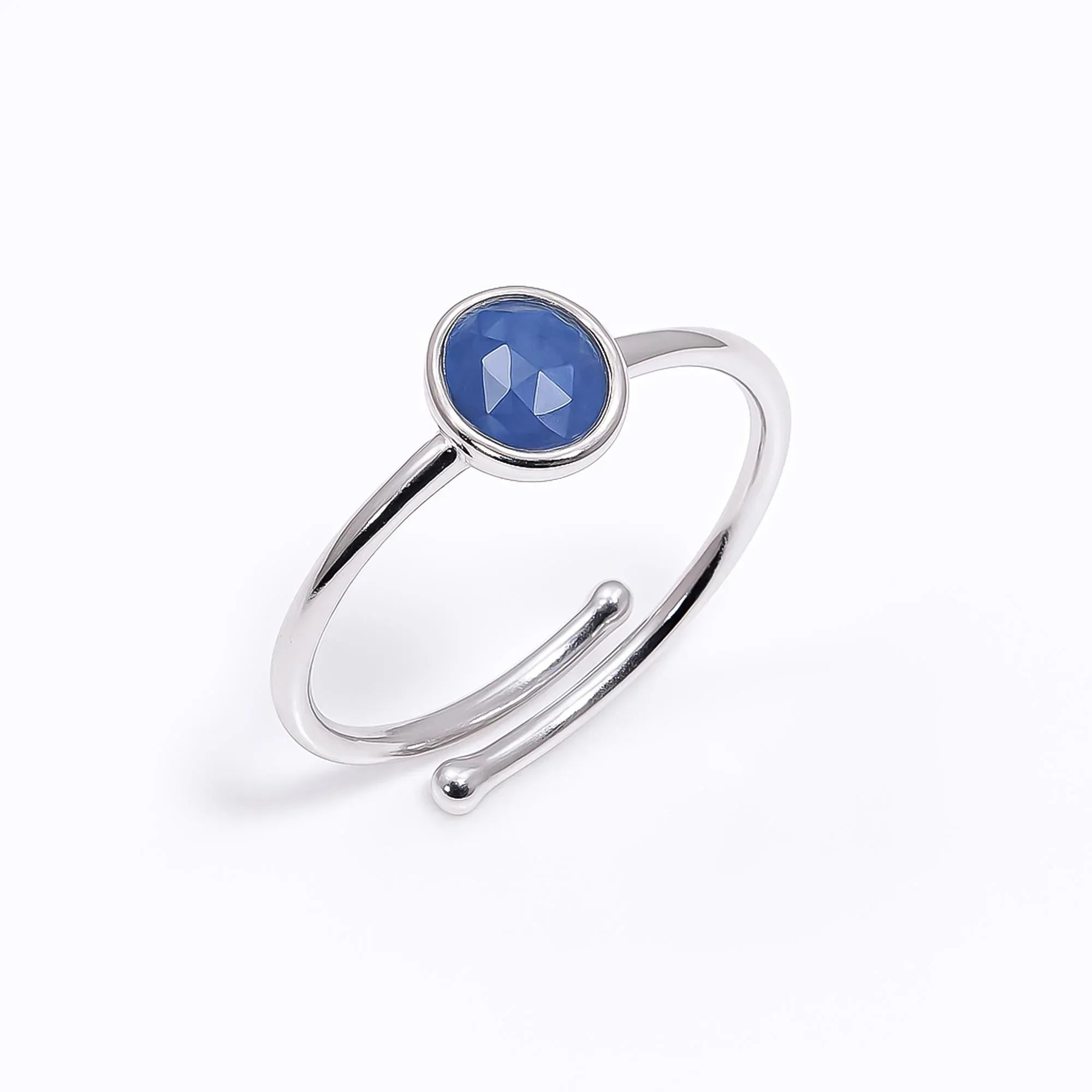 Elegant Blue Sapphire Ring: Adjustable Sterling Silver Gemstone, September Birthstone