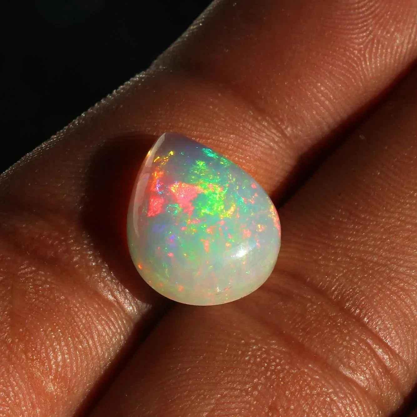 Welo Opal Cabochon: Ethiopian Pear-Shape Gemstone, AAA Quality, 12x16mm loose gemstones