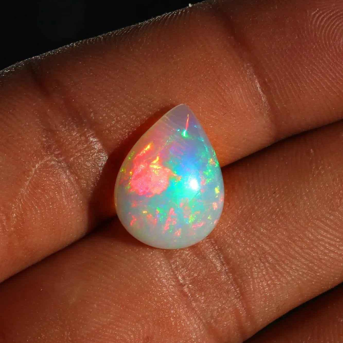 Welo Opal Cabochon: Ethiopian Pear-Shape Gemstone, AAA Quality, 12x16mm loose gemstones