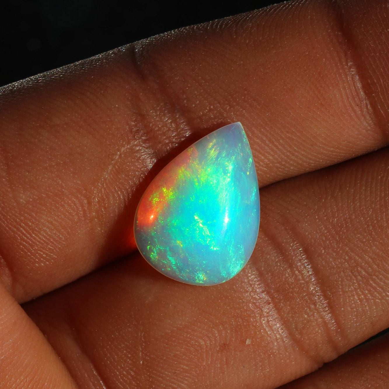 Welo Opal Cabochon: 5.68 ct Pear Shape Ethiopian Gemstone, 13x18mm