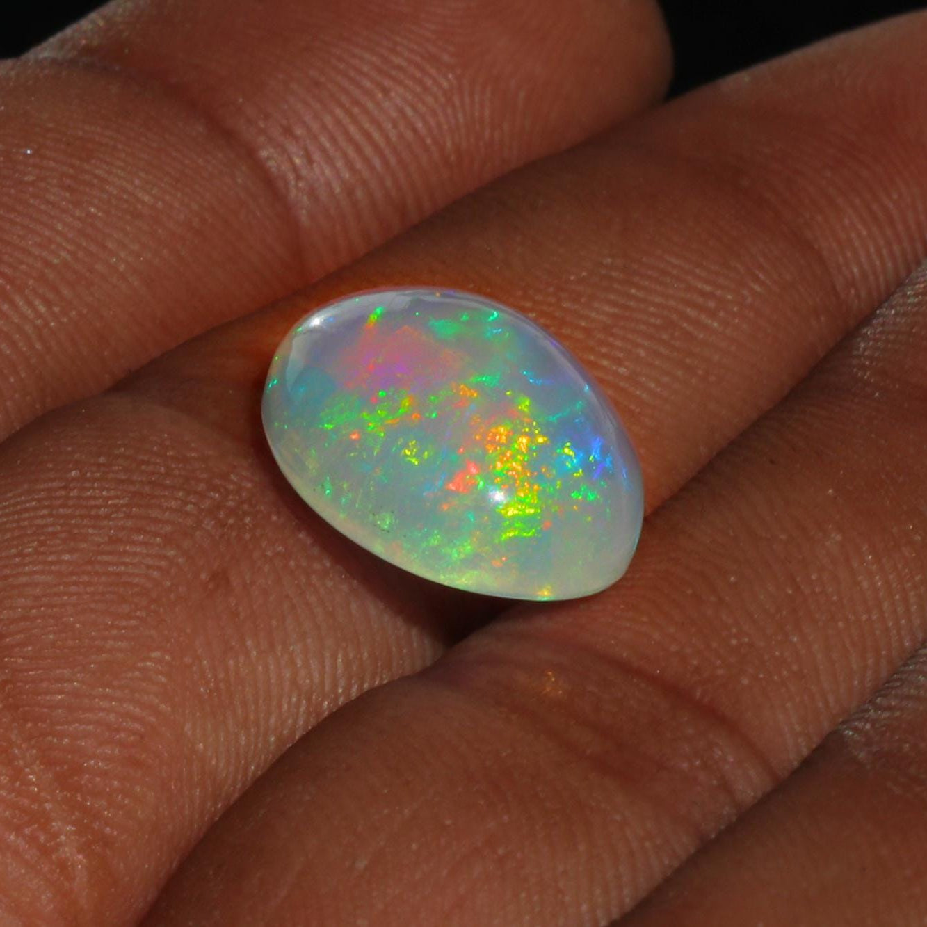 Welo Opal Cabochon: Natural Ethiopian Fire Opal, October Birthstone (6.85 Cts, 12x16mm)