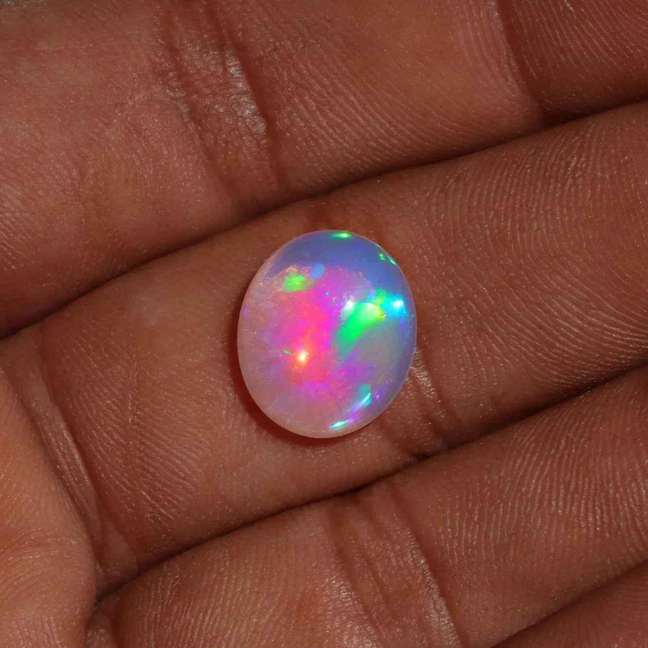 Ethiopian Welo Opal Cabochon: Rainbow Gemstone for Jewelry Making (12x14mm, 4.31 Cts) loose gemstones