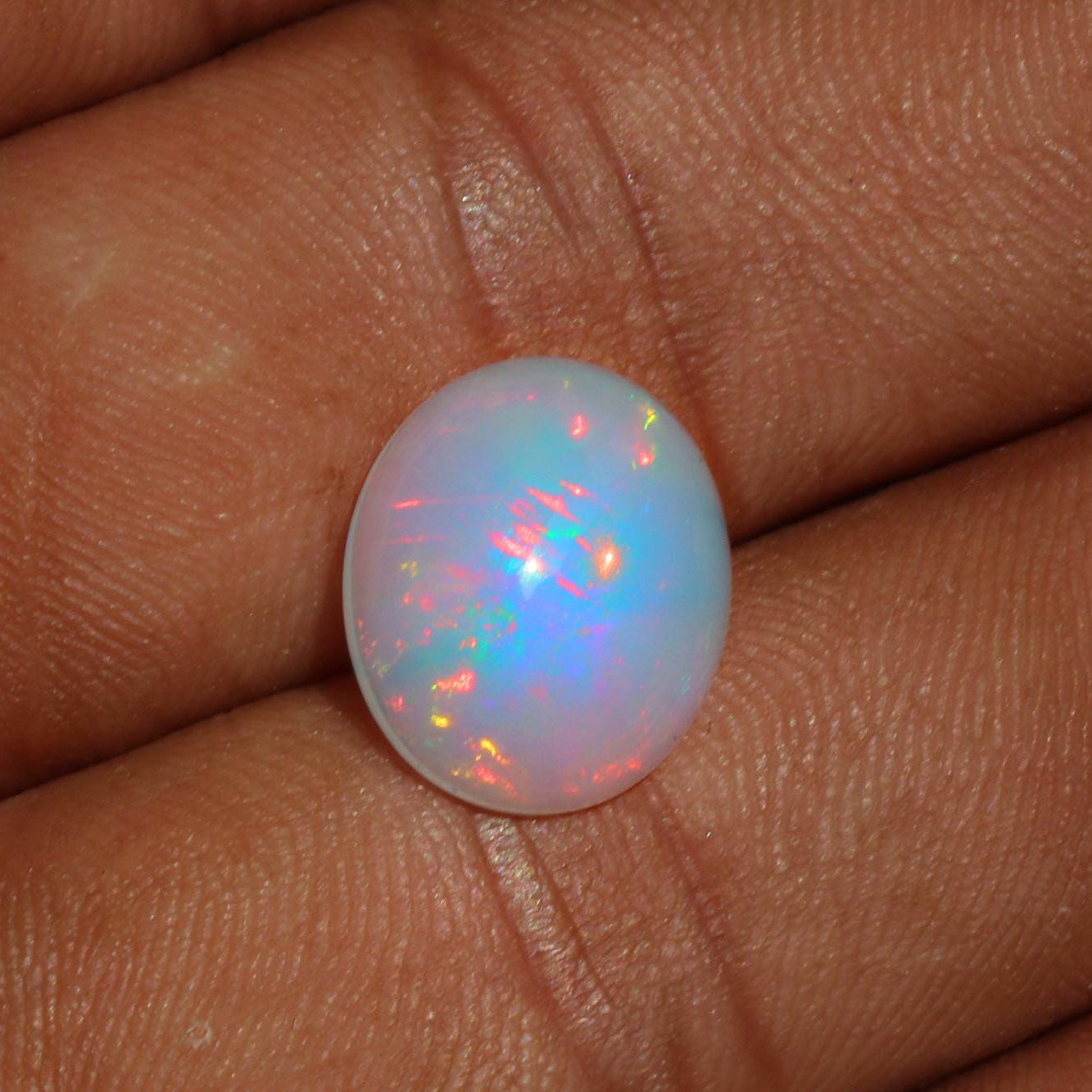 Welo Fire Opal Cabochon: Natural Ethiopian Gemstone, October Birthstone (4.08 Cts, 12x14mm)