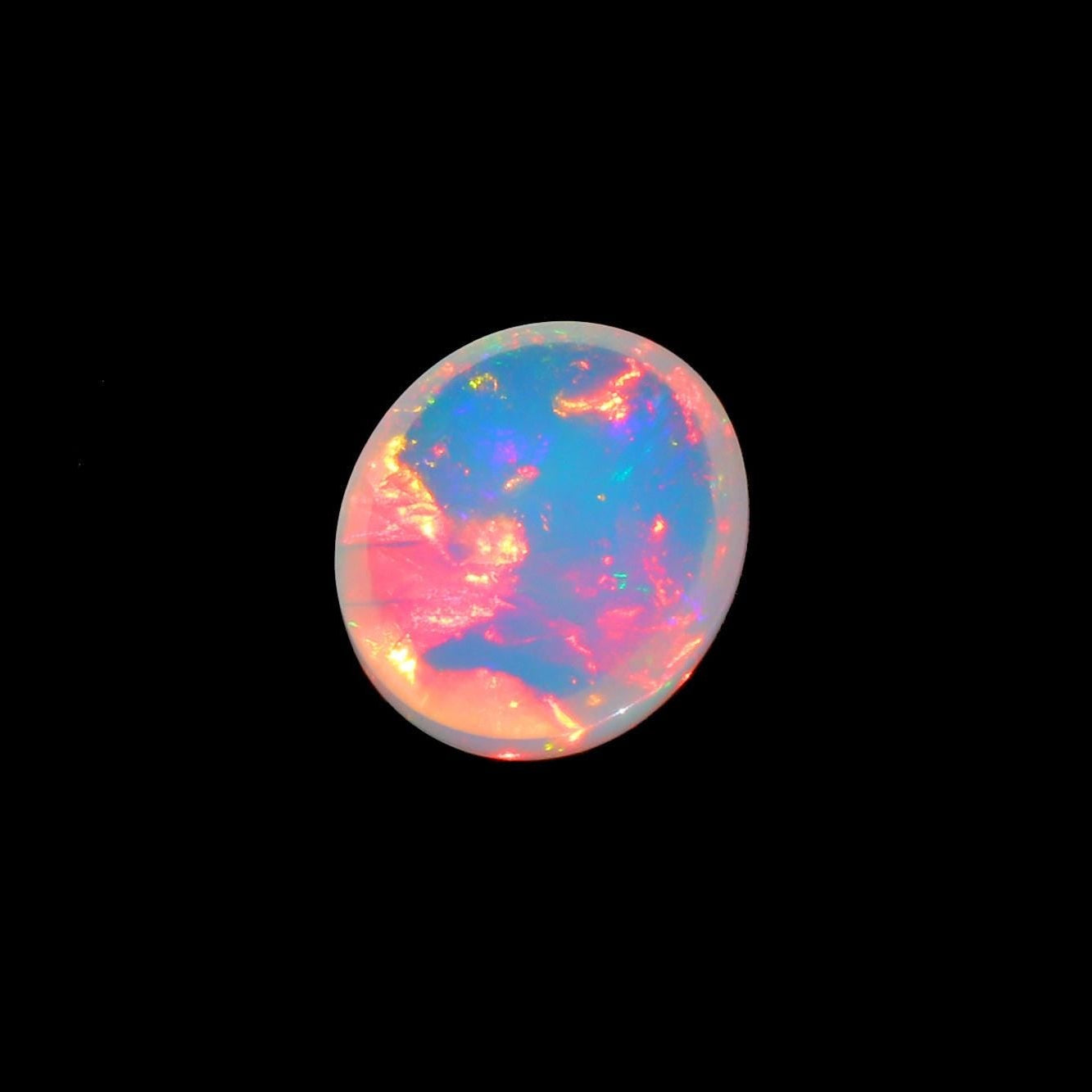 Welo Fire Opal Cabochon: Natural Ethiopian Gemstone, October Birthstone (4.08 Cts, 12x14mm)