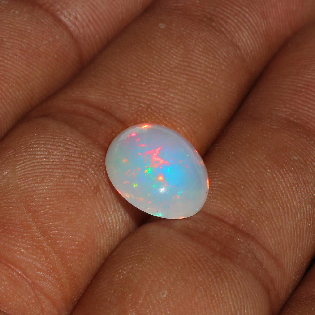 Welo Fire Opal Cabochon: Natural Ethiopian Gemstone, October Birthstone (4.08 Cts, 12x14mm)