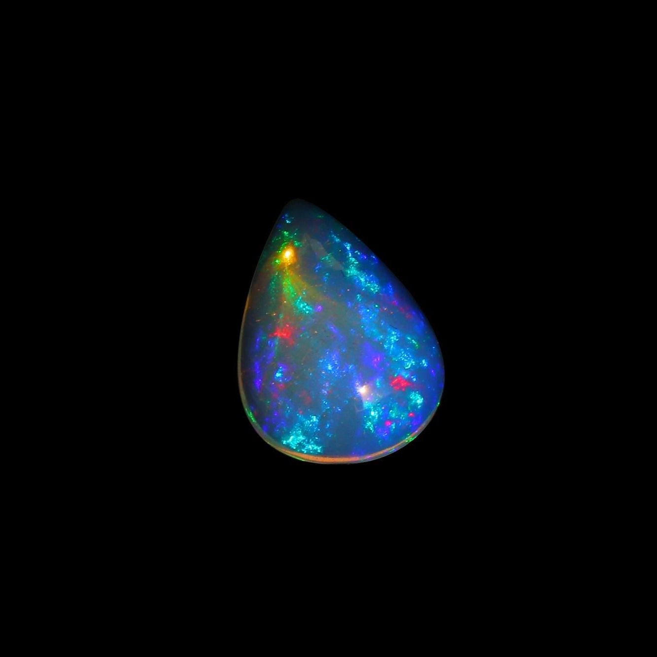 Ethiopian Welo Opal Pear Cabochon: Multi-Fire Gemstone, October Birthstone (3.07ct, 13x10mm)