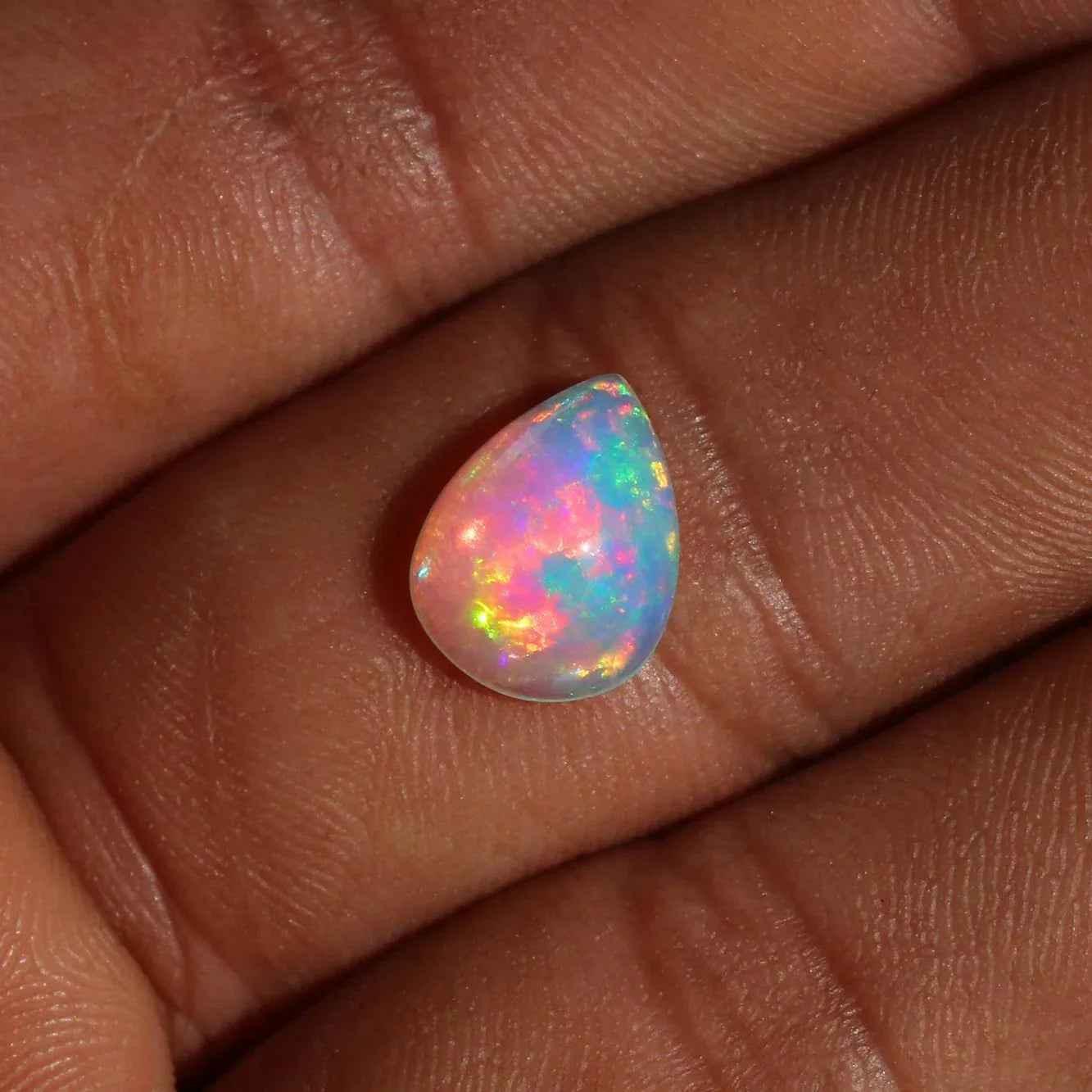 Ethiopian Opal Cabochon 2.50 Cts Pear-Shaped Rainbow Gemstone for Jewelry loose gemstones