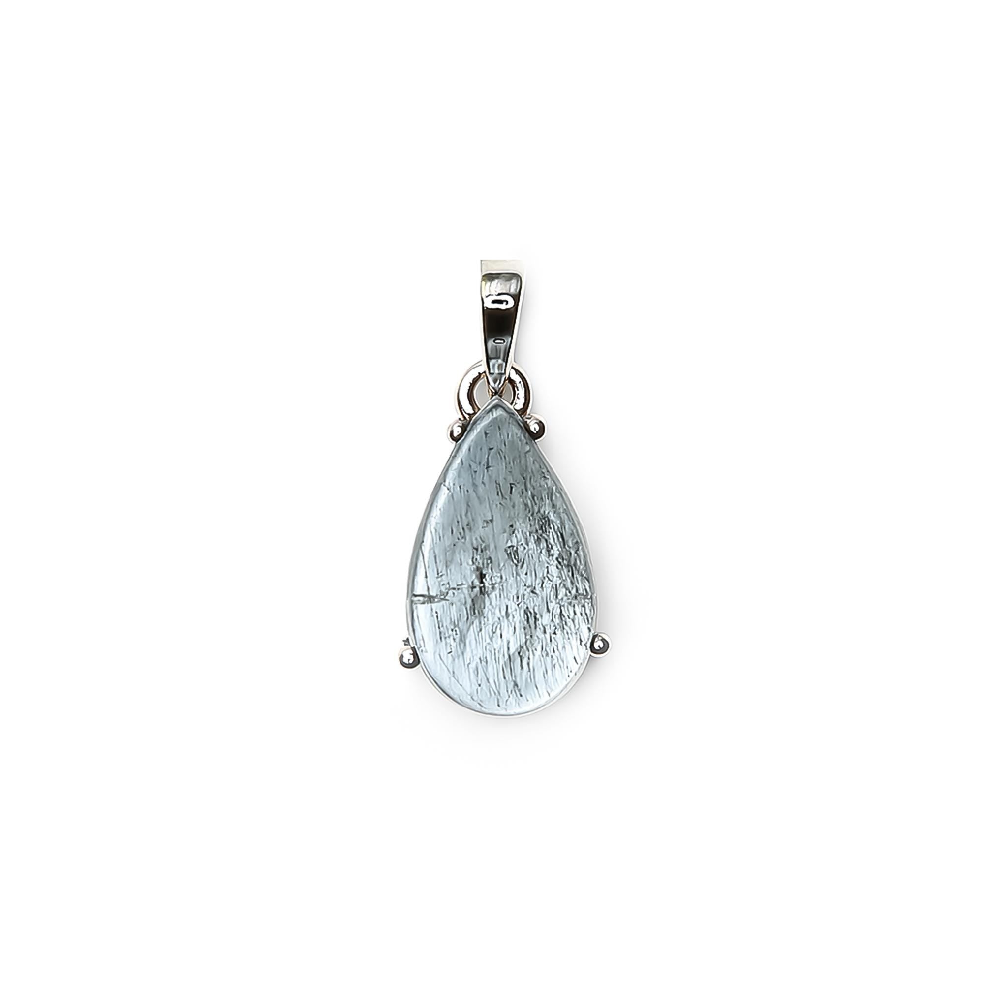 Moss Aqua Gemstone Pendant: 925 Sterling Silver Boho Necklace