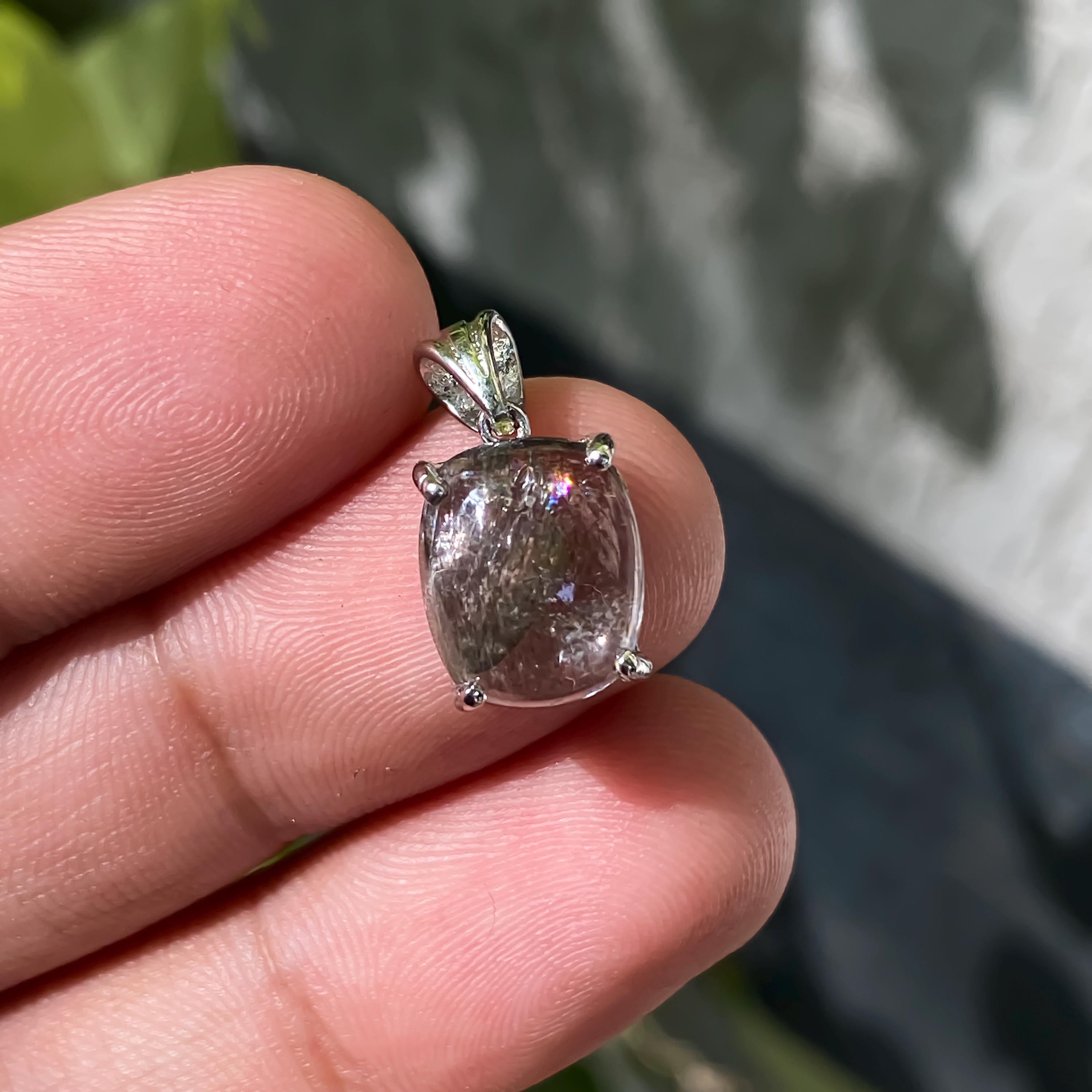 Moss Aqua Sterling Silver Pendant: Boho Chic Jewelry