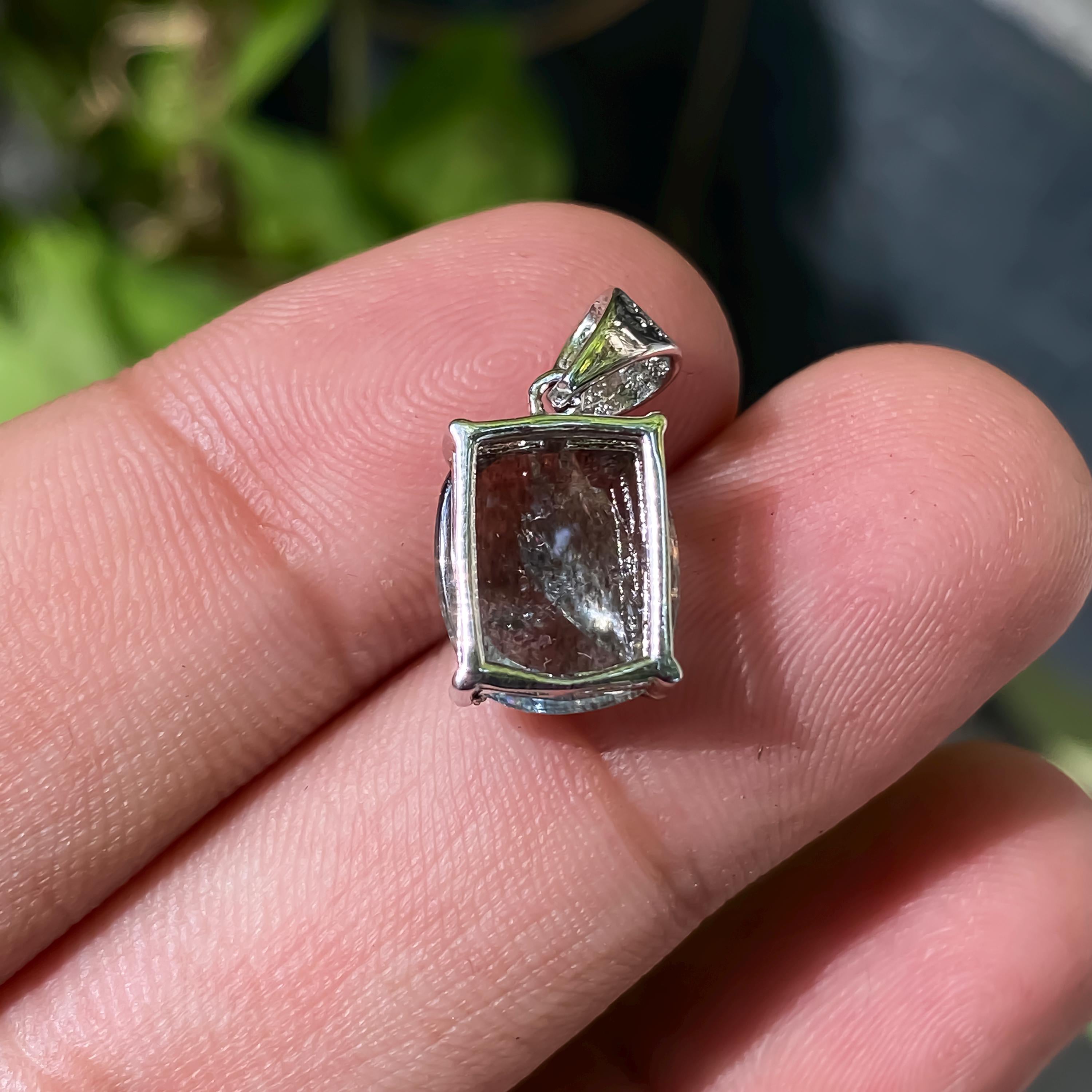 Moss Aqua Sterling Silver Pendant: Boho Chic Jewelry