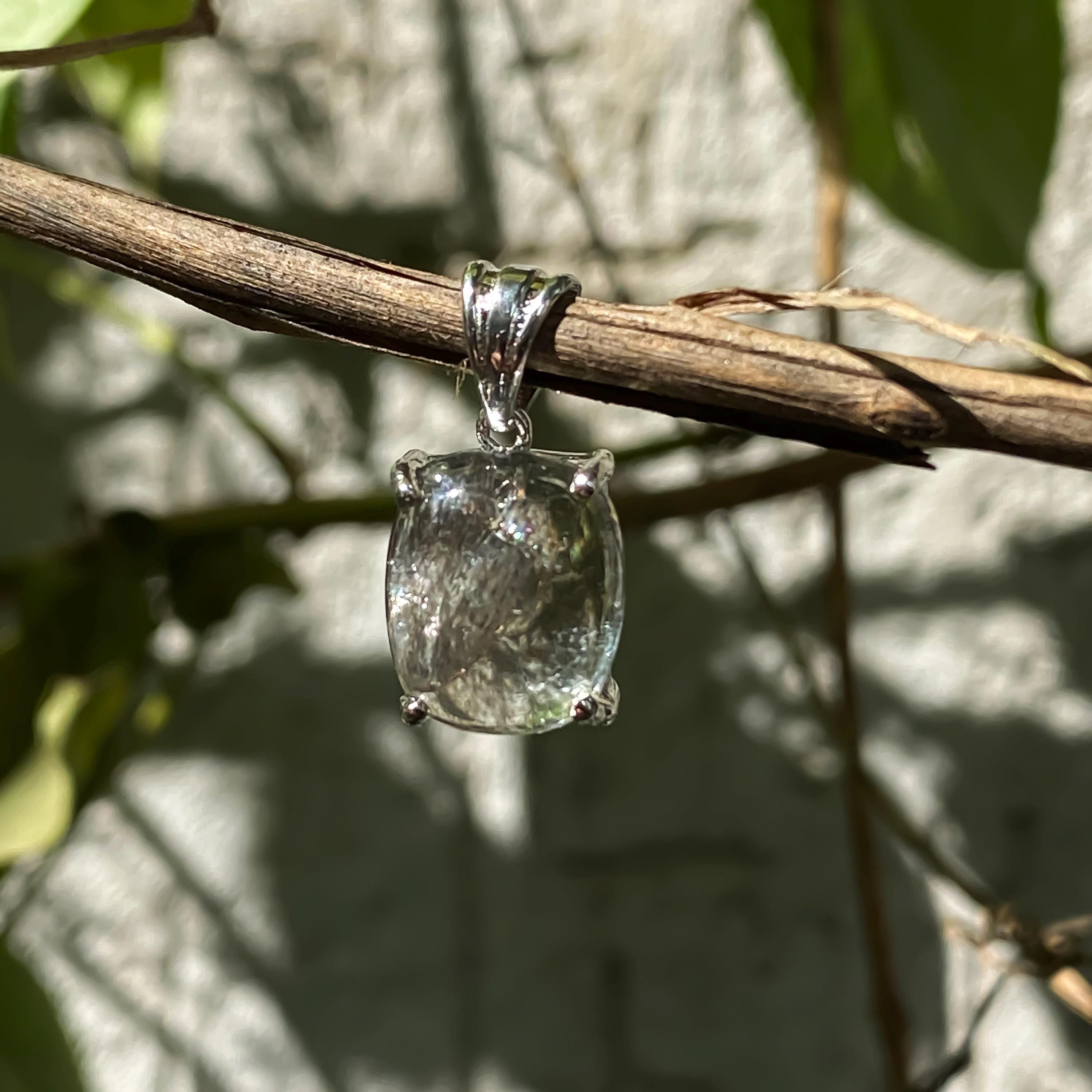 Moss Aqua Sterling Silver Pendant: Boho Chic Jewelry