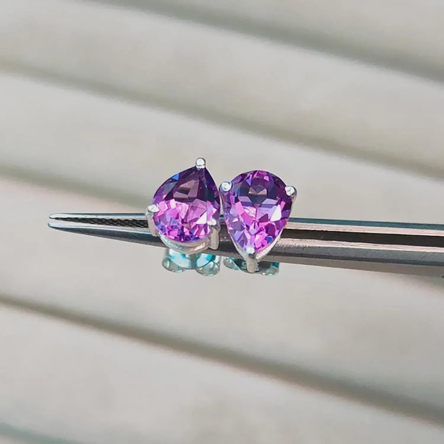 Amethyst Stud Earrings: 925 Sterling Silver, February Birthstone