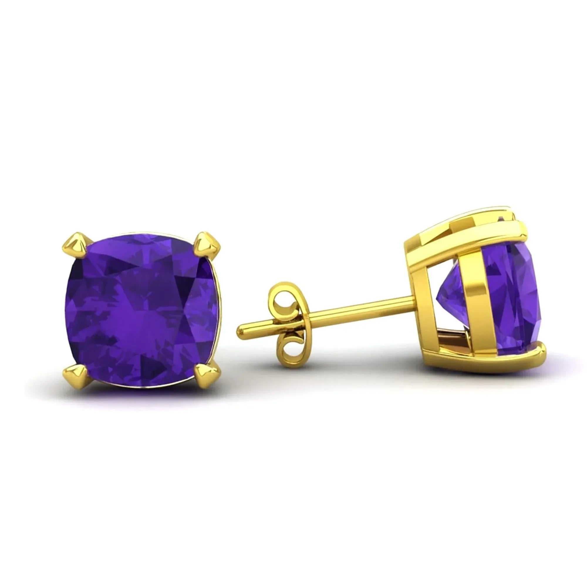 925 Sterling Silver Amethyst Stud Earrings: Minimalist Gemstone Jewelry