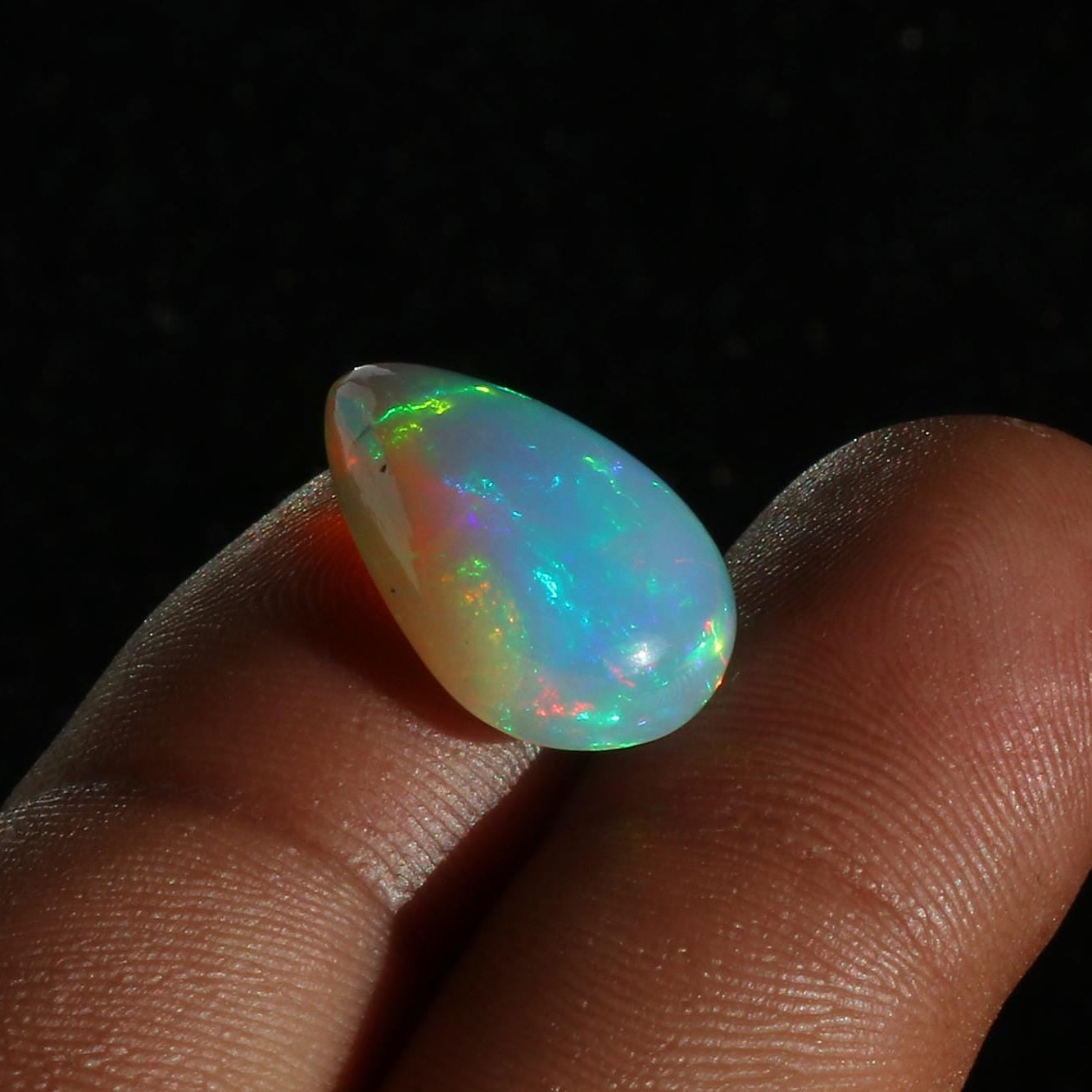 Ethiopian Welo Opal Cabochon: Pear Shape Loose Gemstone (6.3 Cts, 11x18 mm)