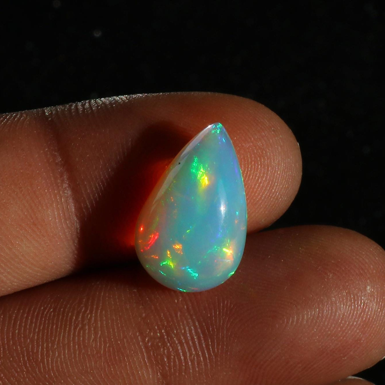 Ethiopian Welo Opal Cabochon: Pear Shape Loose Gemstone (6.3 Cts, 11x18 mm)