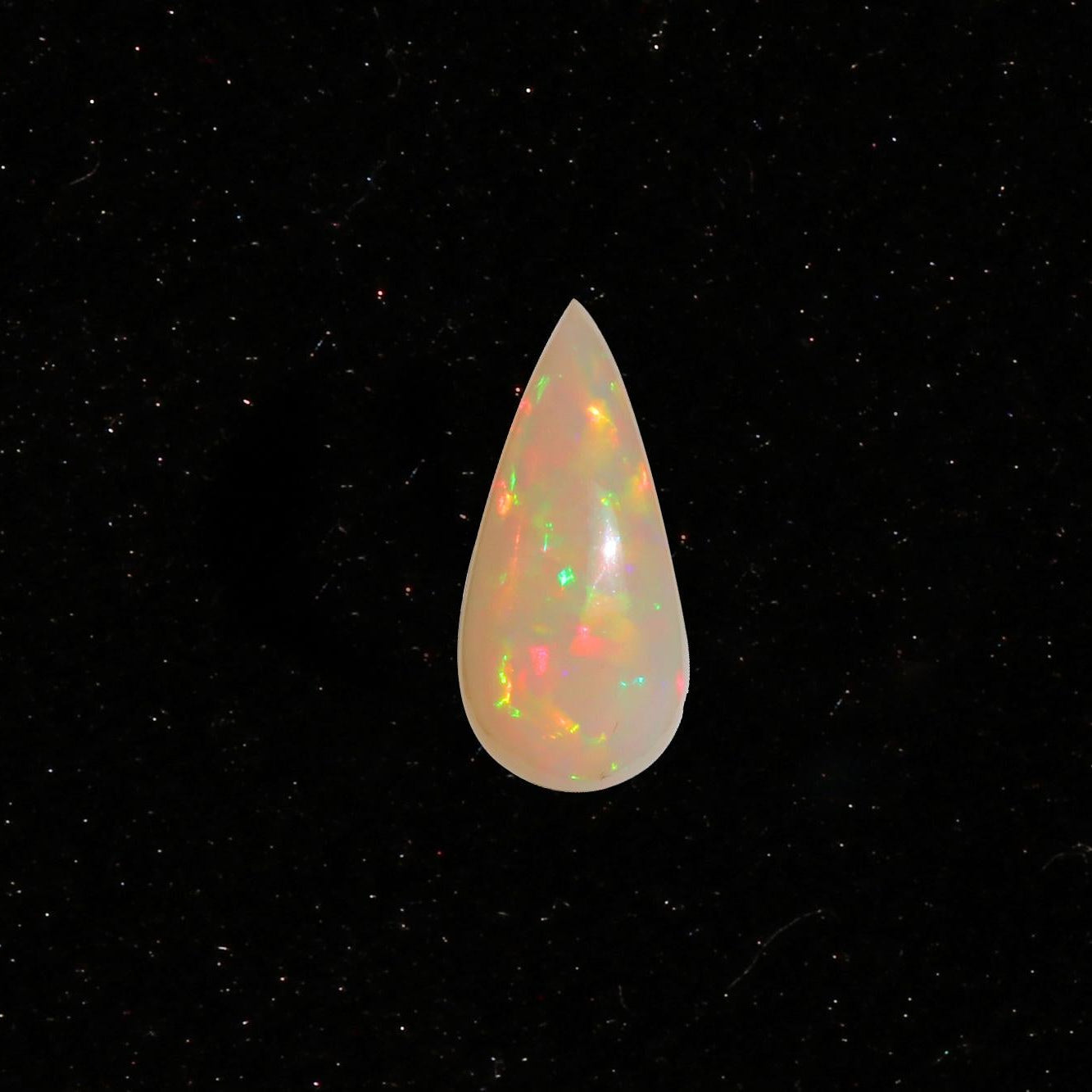Ethiopian Welo Opal Cabochon: Rainbow Fire Pear Gemstone, 8.73 ct