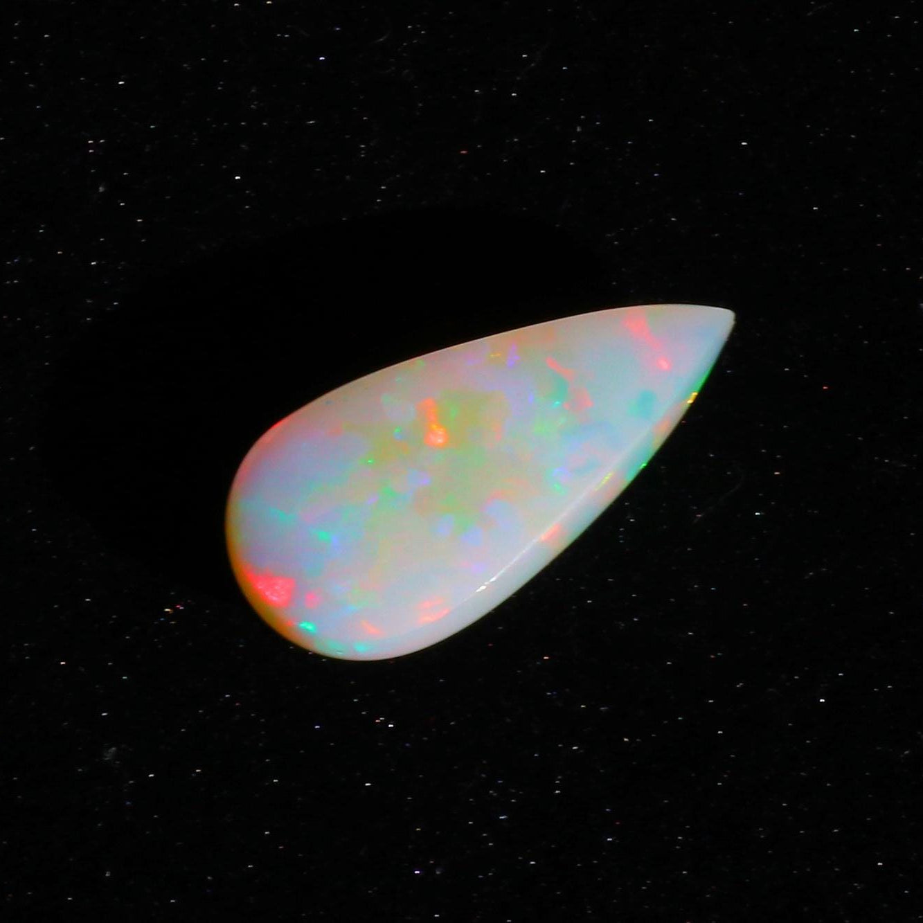 Ethiopian Welo Opal Cabochon: Rainbow Fire Pear Gemstone, 8.73 ct