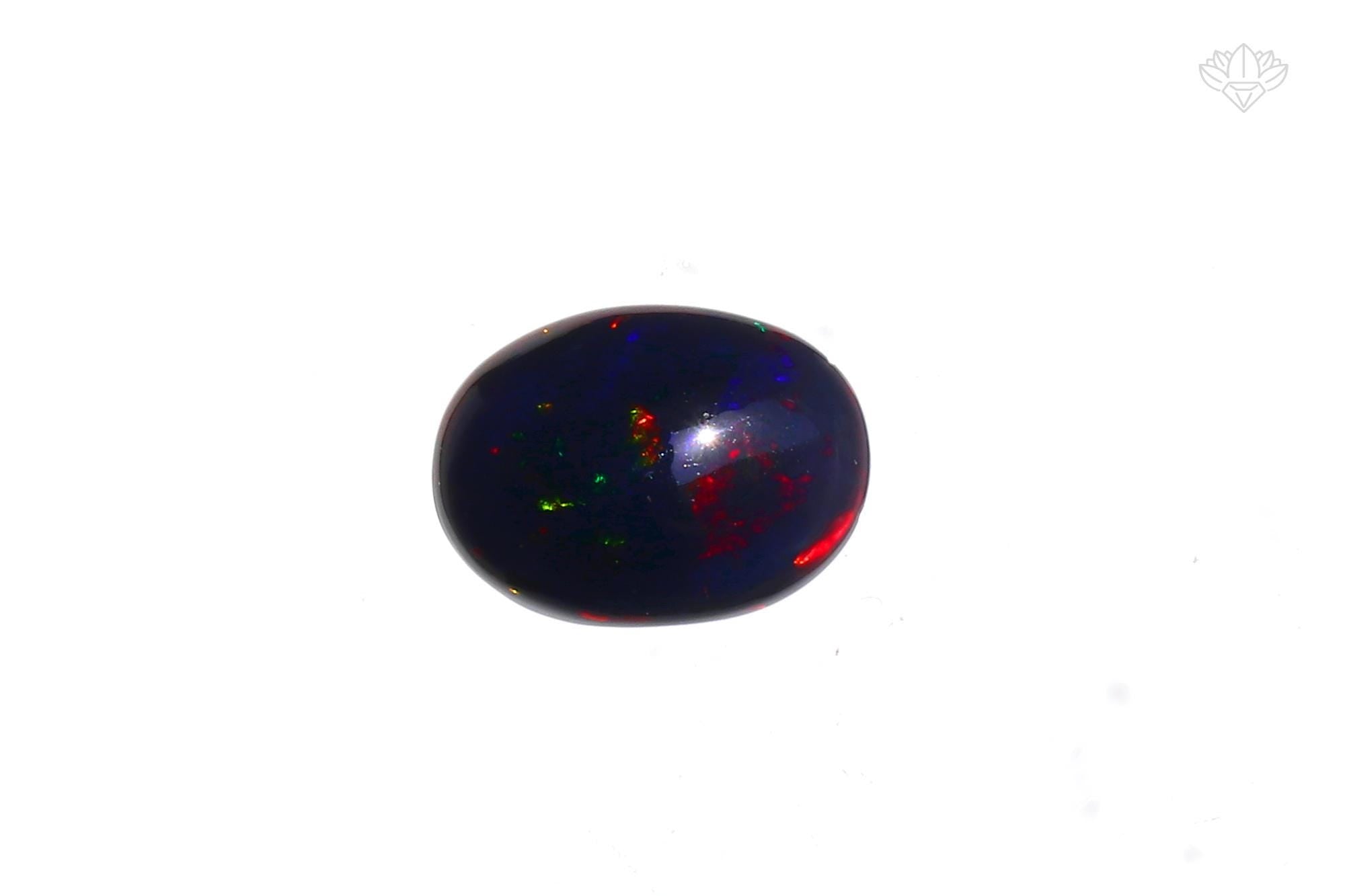 Ethiopian Black Opal Cabochon: 3.84 ct Oval Gemstone, 13x14 mm