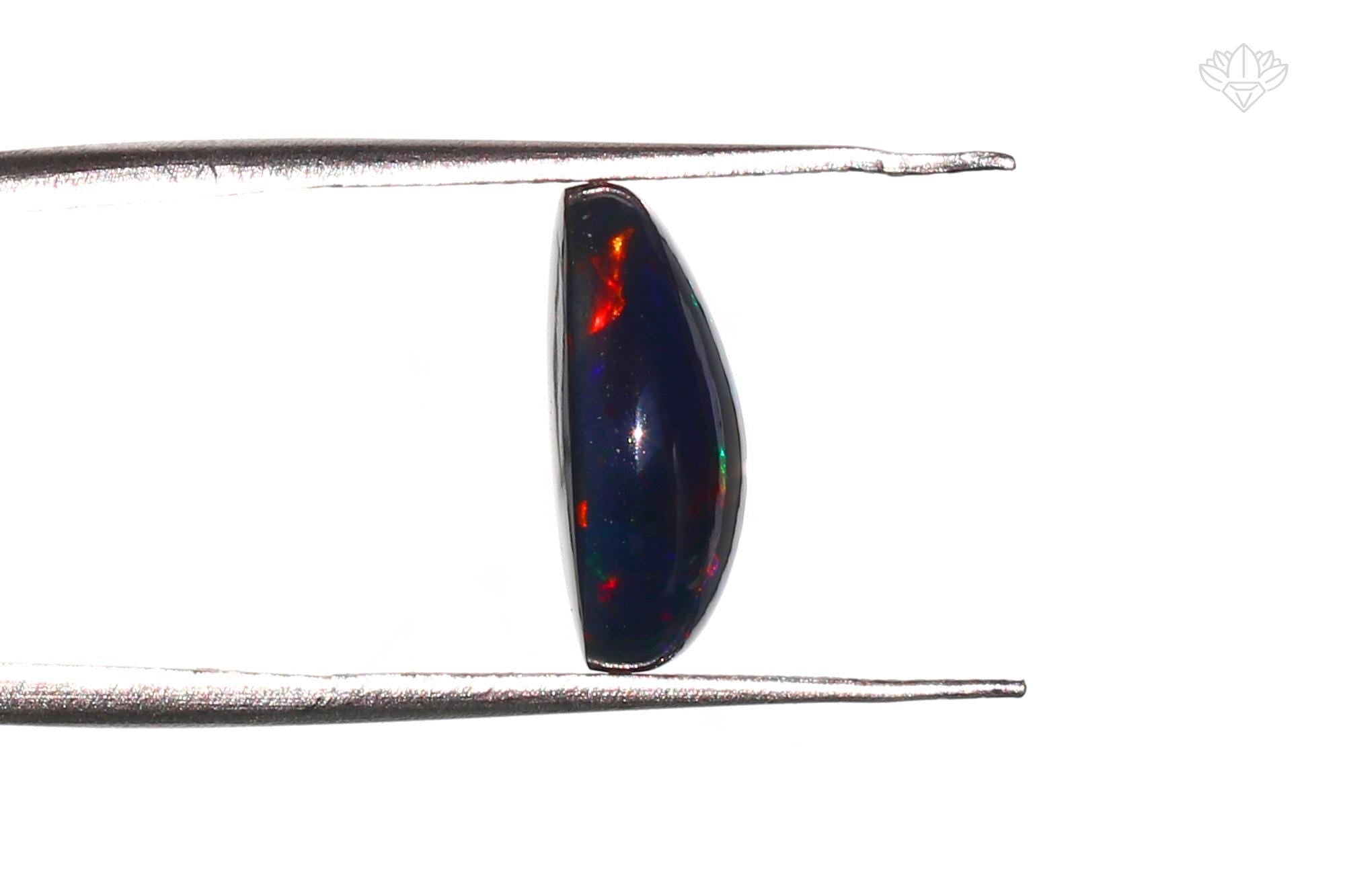 Ethiopian Black Opal Cabochon: 3.84 ct Oval Gemstone, 13x14 mm