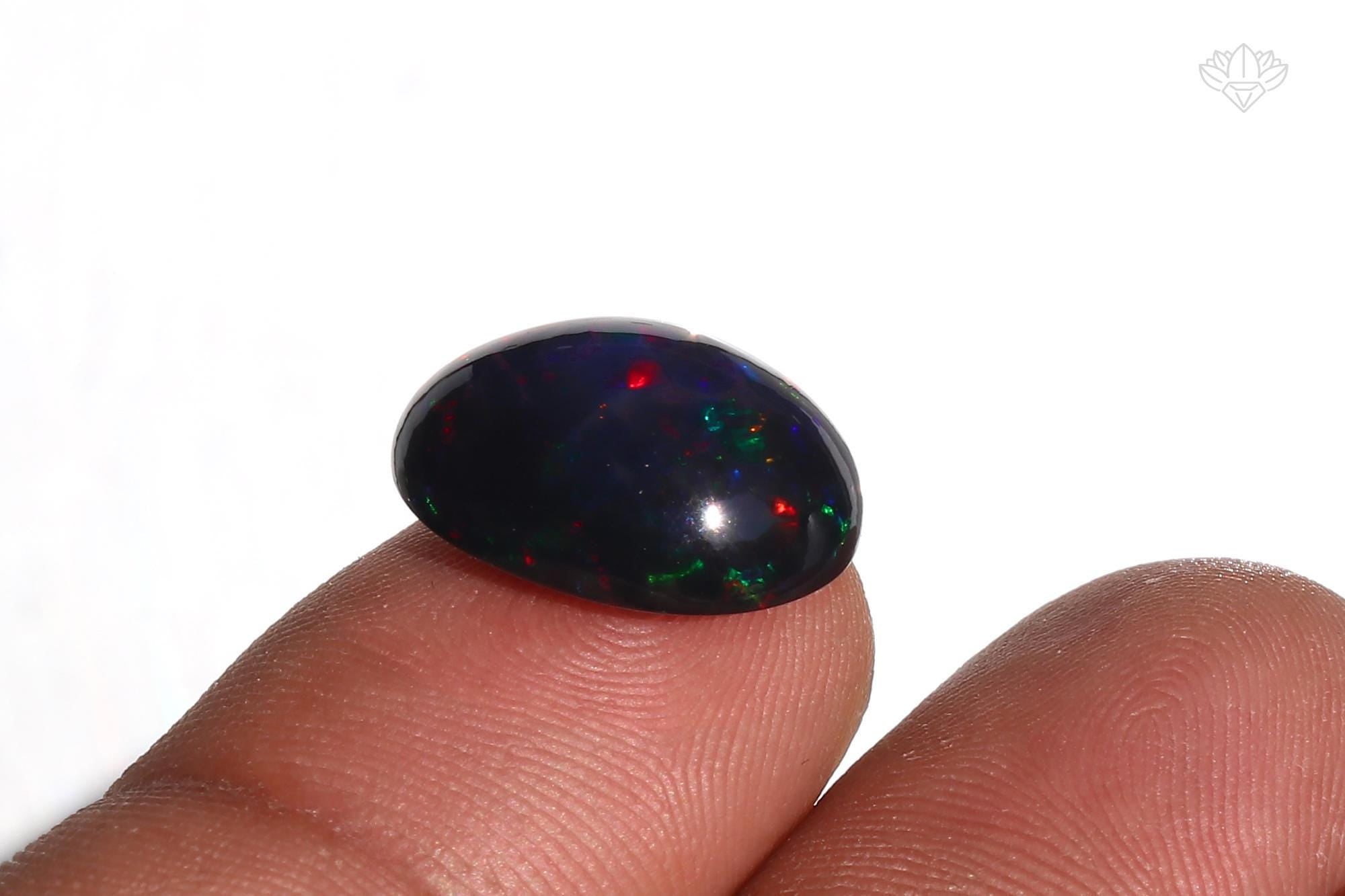 Ethiopian Black Opal Cabochon: 5.8ct Welo Gemstone for Jewelry Making
