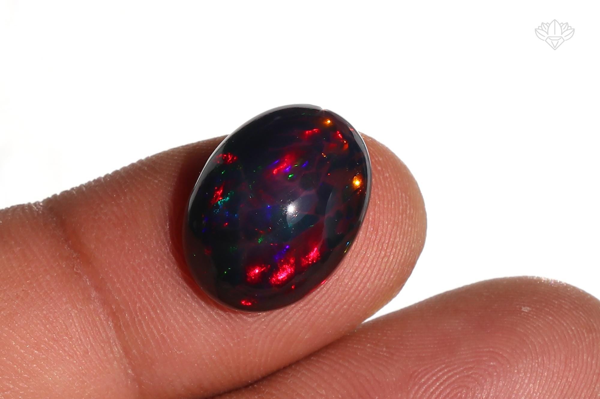 Ethiopian Black Opal Cabochon: 5.8ct Welo Gemstone for Jewelry Making