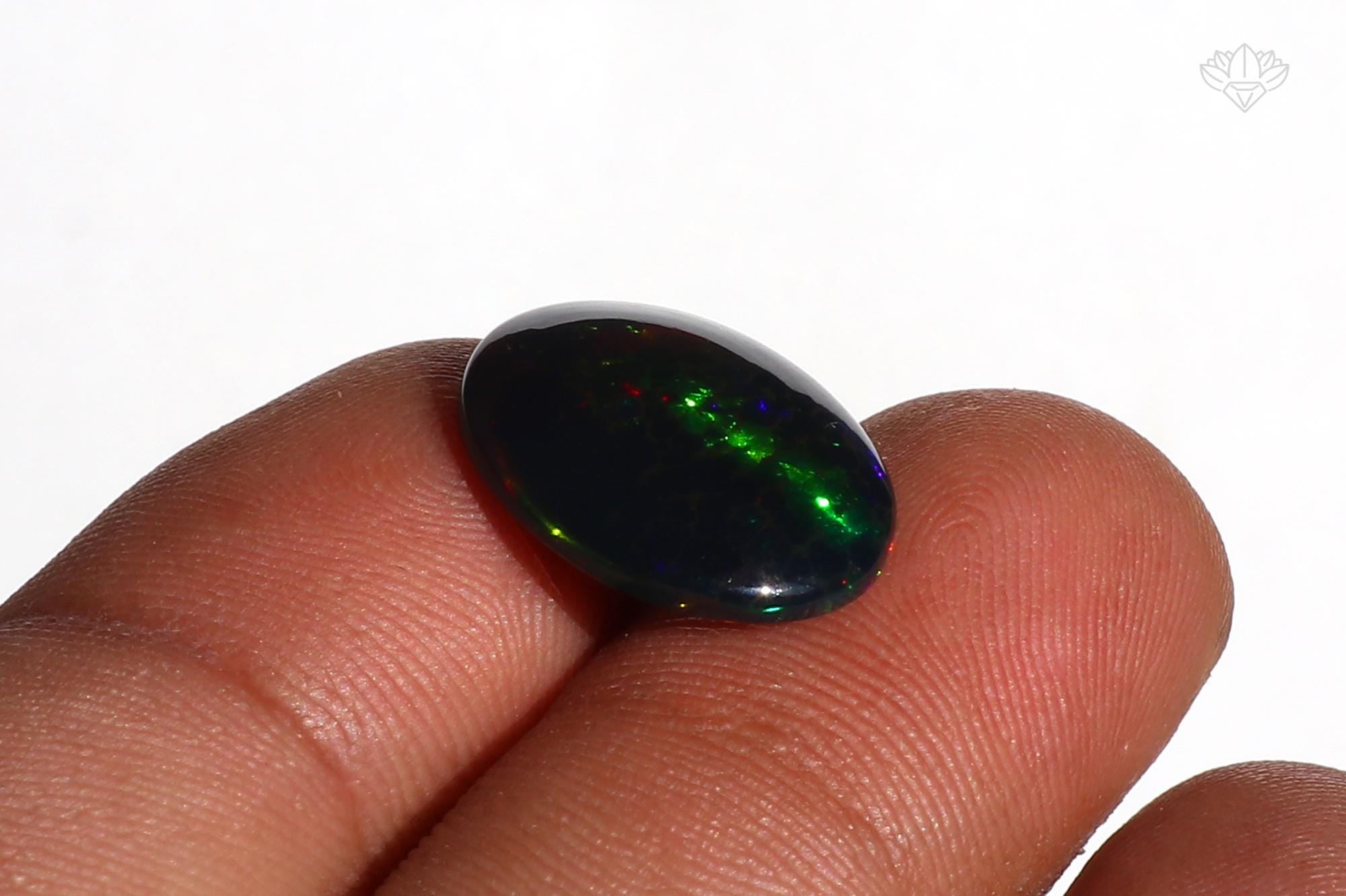 Ethiopian Black Opal Cabochon: Multi-Fire Gemstone (13x16 mm, 4.16ct