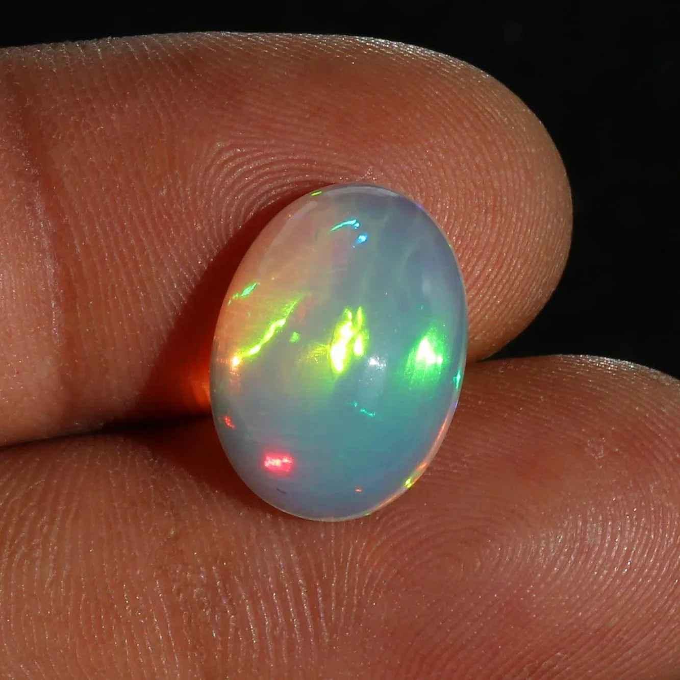 3.21 Carat Ethiopian Opal Cabochon: White Fire Opal Oval Gemstone loose gemstones