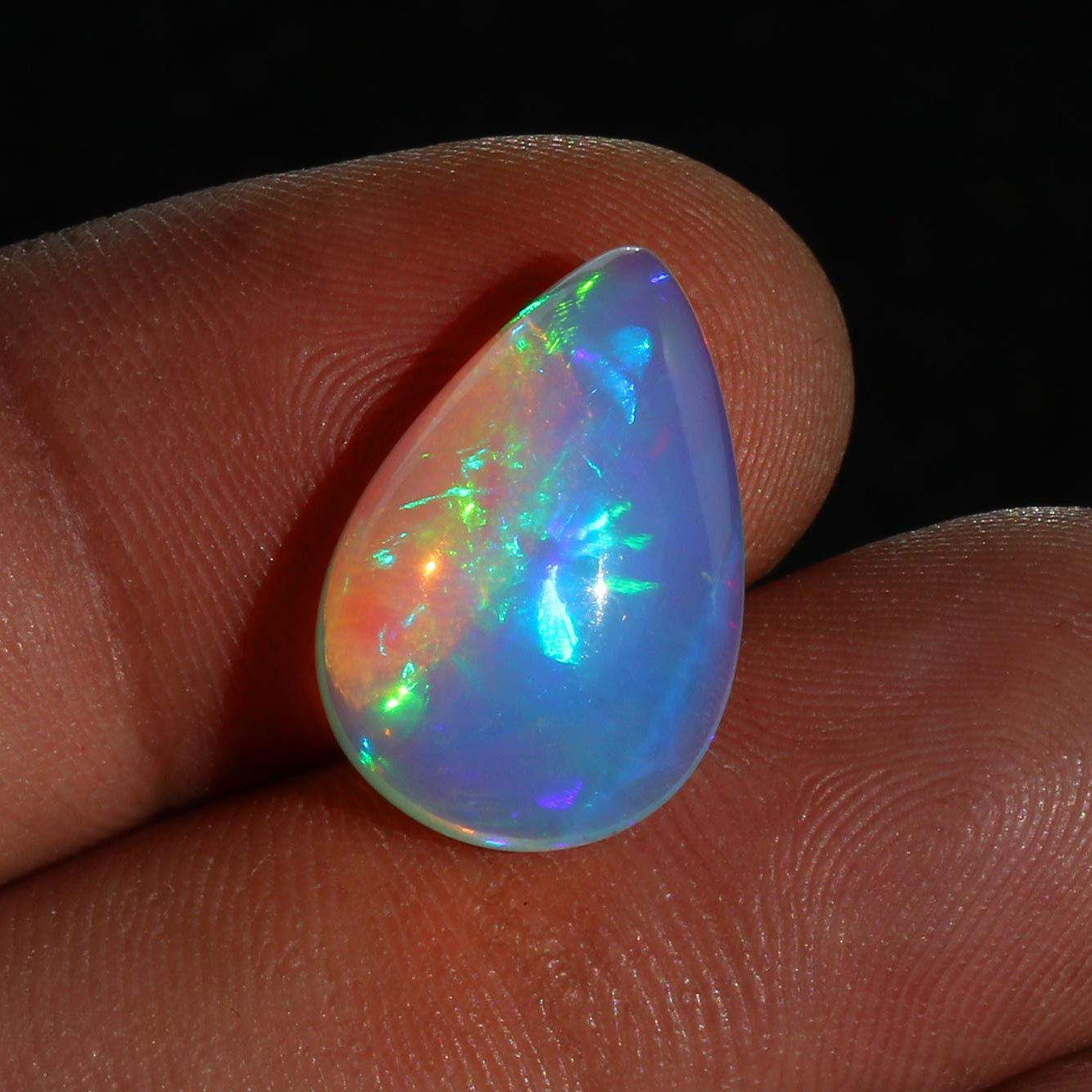 Ethiopian Welo Opal Pear Cabochon: Loose Gemstone, 12x18 mm