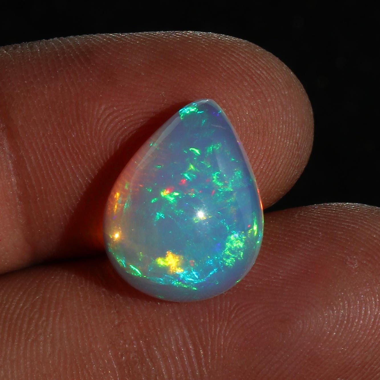 AAA Ethiopian Welo Opal Cabochon: Pear Cut Gemstone, October Birthstone (16x13 mm, 8.04 Cts)