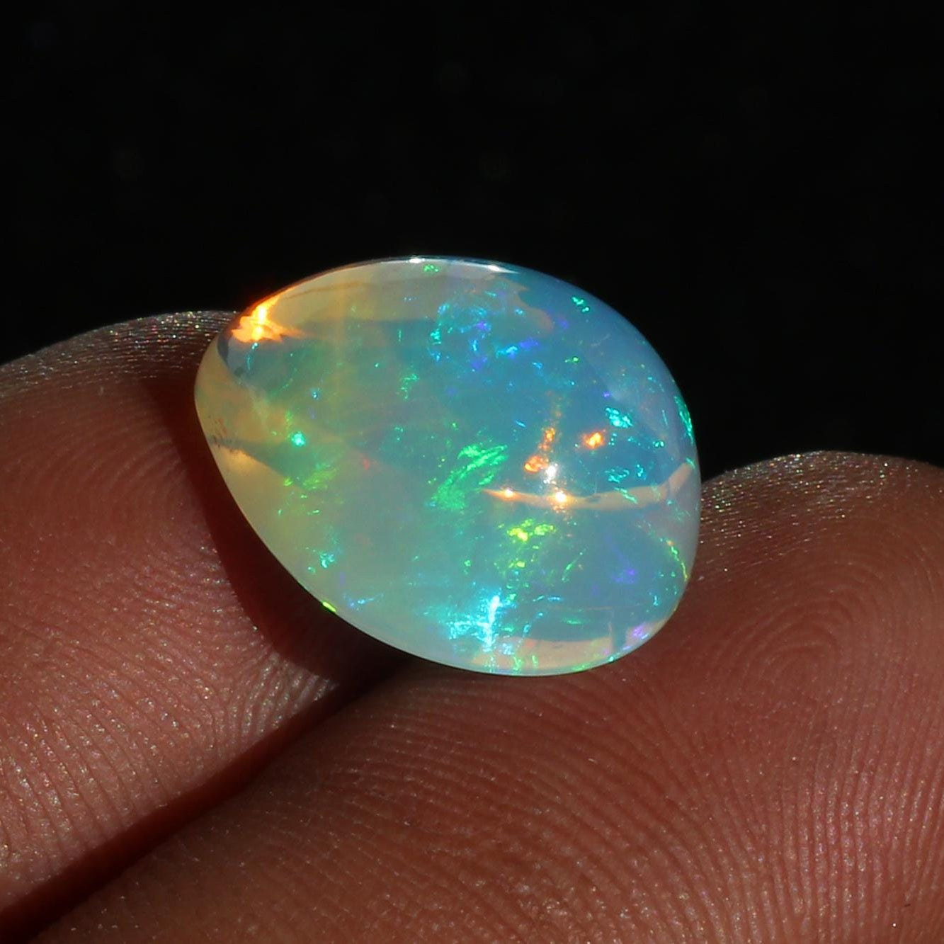 AAA Ethiopian Welo Opal Cabochon: Pear Cut Gemstone, October Birthstone (16x13 mm, 8.04 Cts)