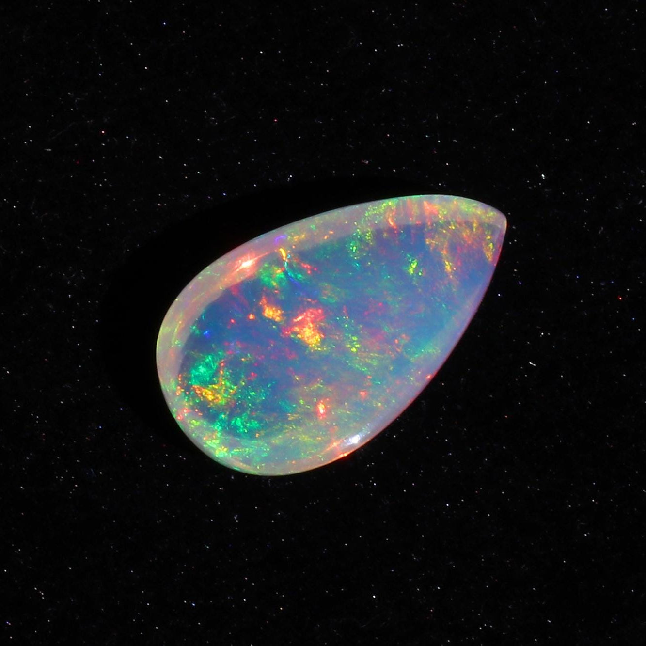 Ethiopian Welo Opal Cabochon: Rainbow Fire Pear-Shape Gemstone, 6.91 CT