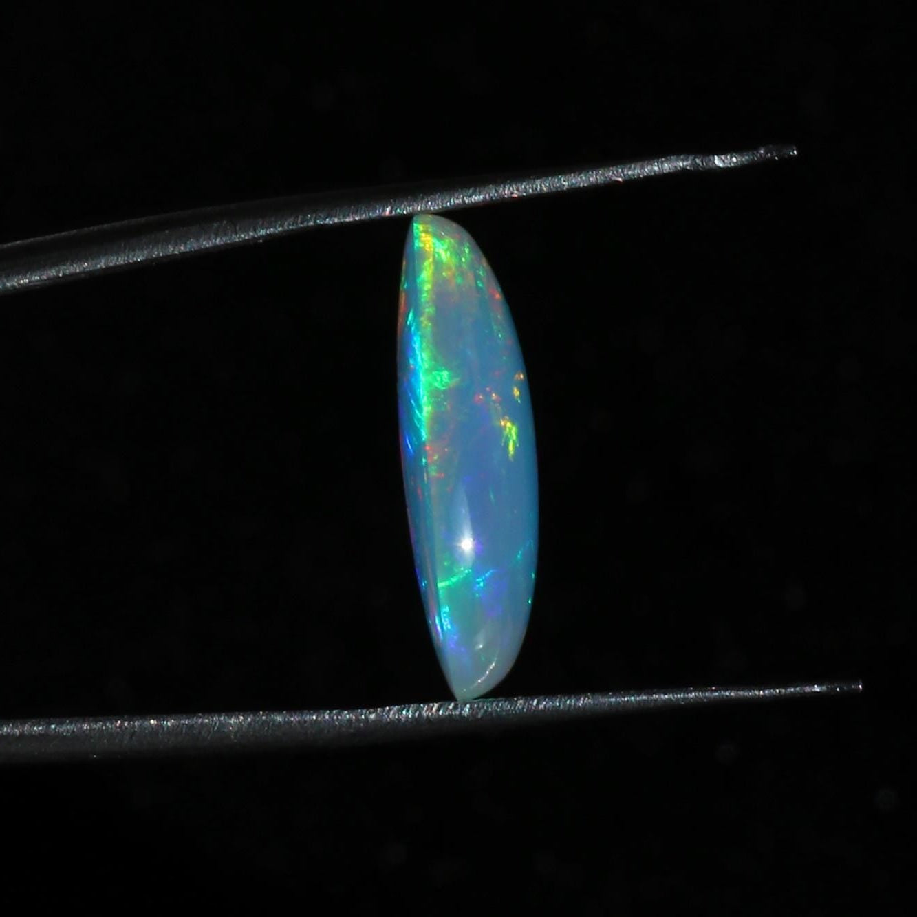 Ethiopian Opal Stone: 12x20mm White Multi-Fire Cabochon