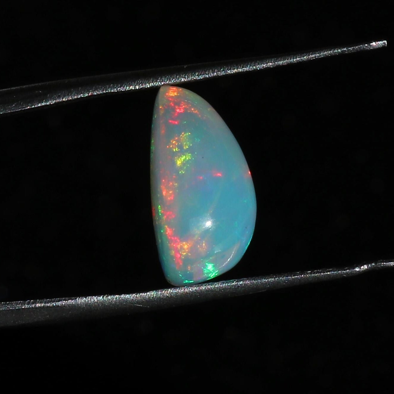 Ethiopian Welo Fire Opal Stone: 4.55 ct Pear Cabochon Gemstone