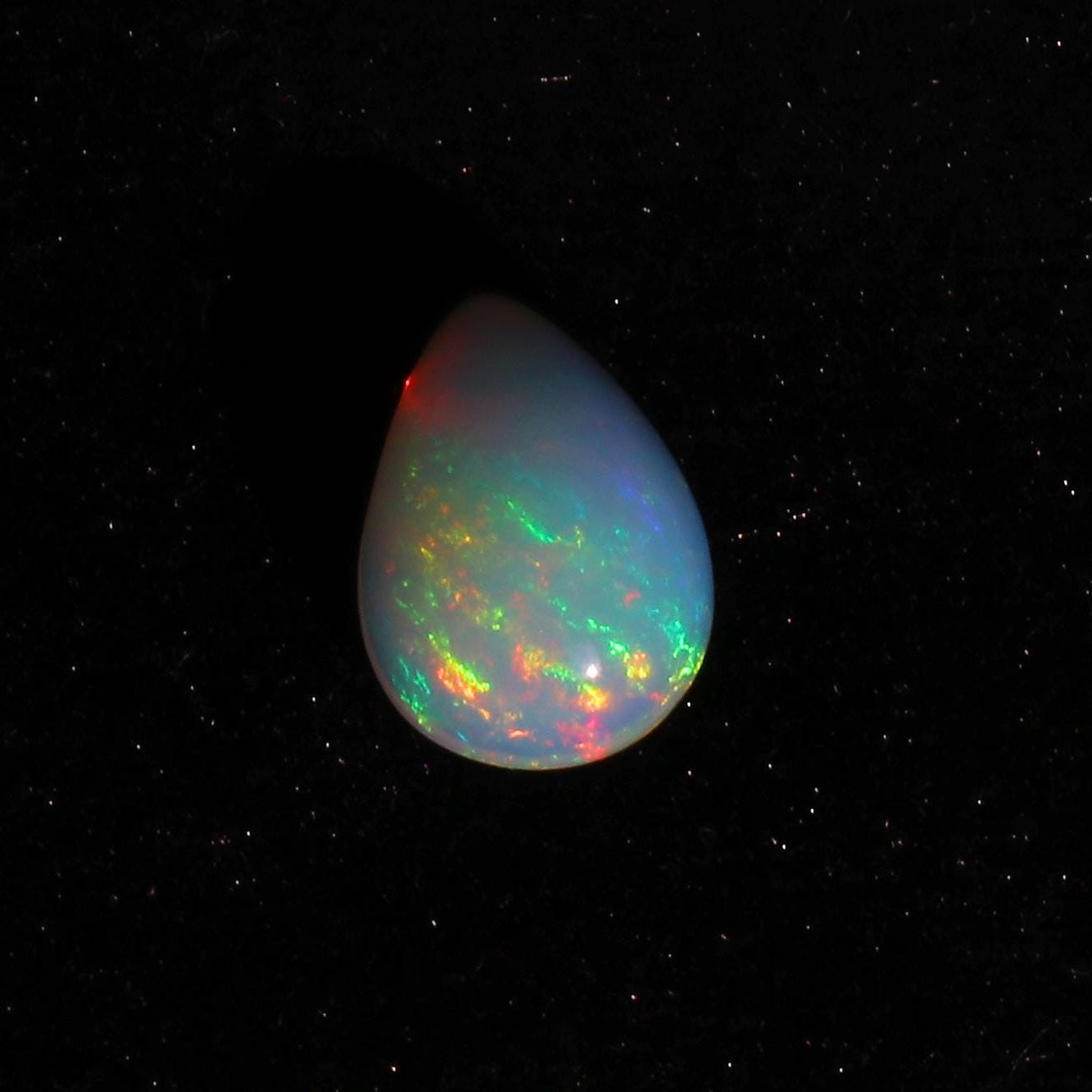 Ethiopian Welo Fire Opal Stone: 4.55 ct Pear Cabochon Gemstone