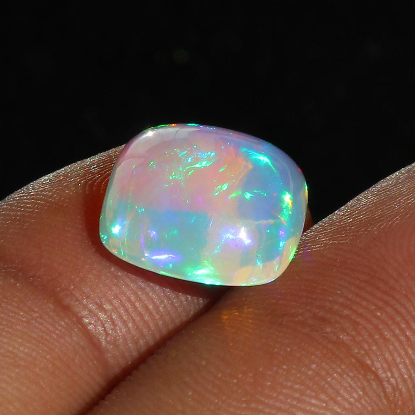 Welo Fire Opal Cabochon: 4.93ct Cushion Cut Ethiopian Gemstone