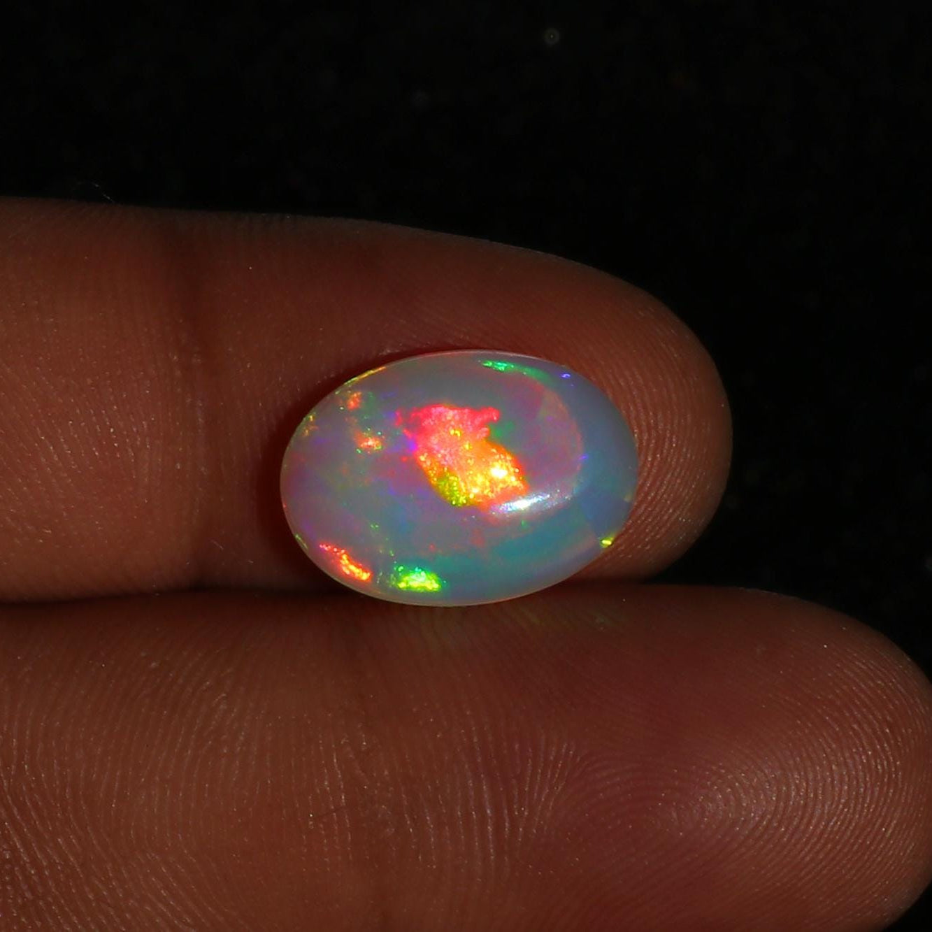 Ethiopian Welo Opal Cabochon: Natural White Fire Opal, October Birthstone (11x16mm, 3.8 Cts)