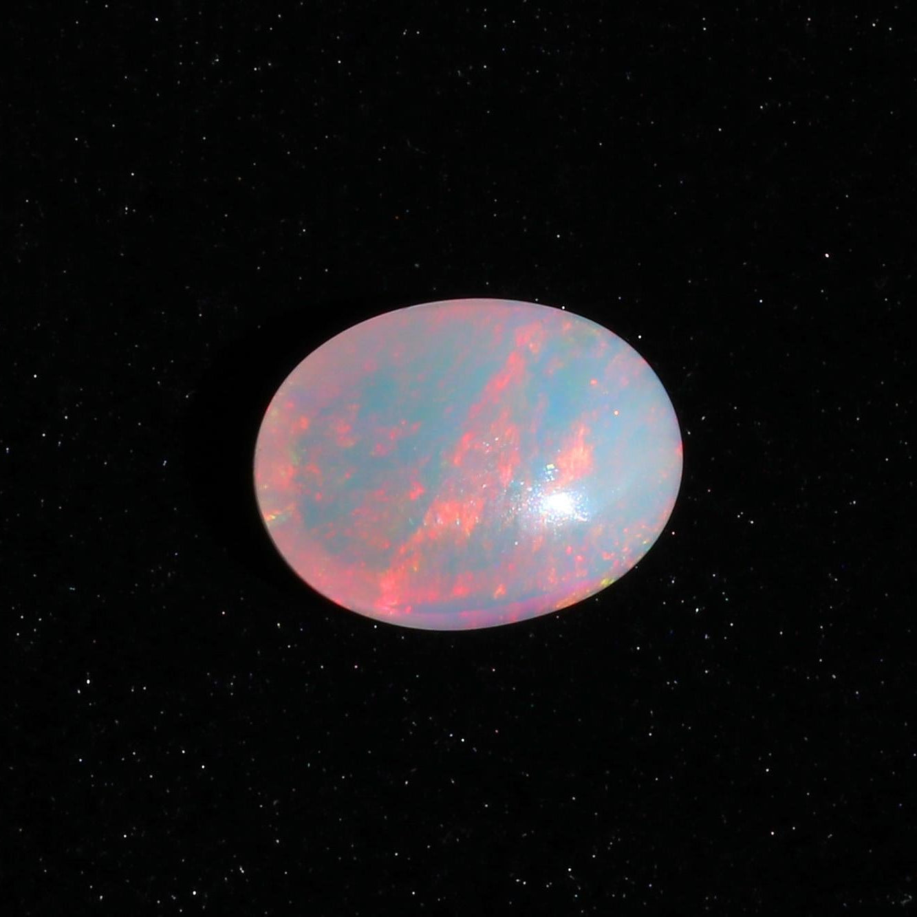 Welo Opal Gemstone: Ethiopian Multi-Fire Oval Cabochon (13x16 mm, 9.61 Cts
