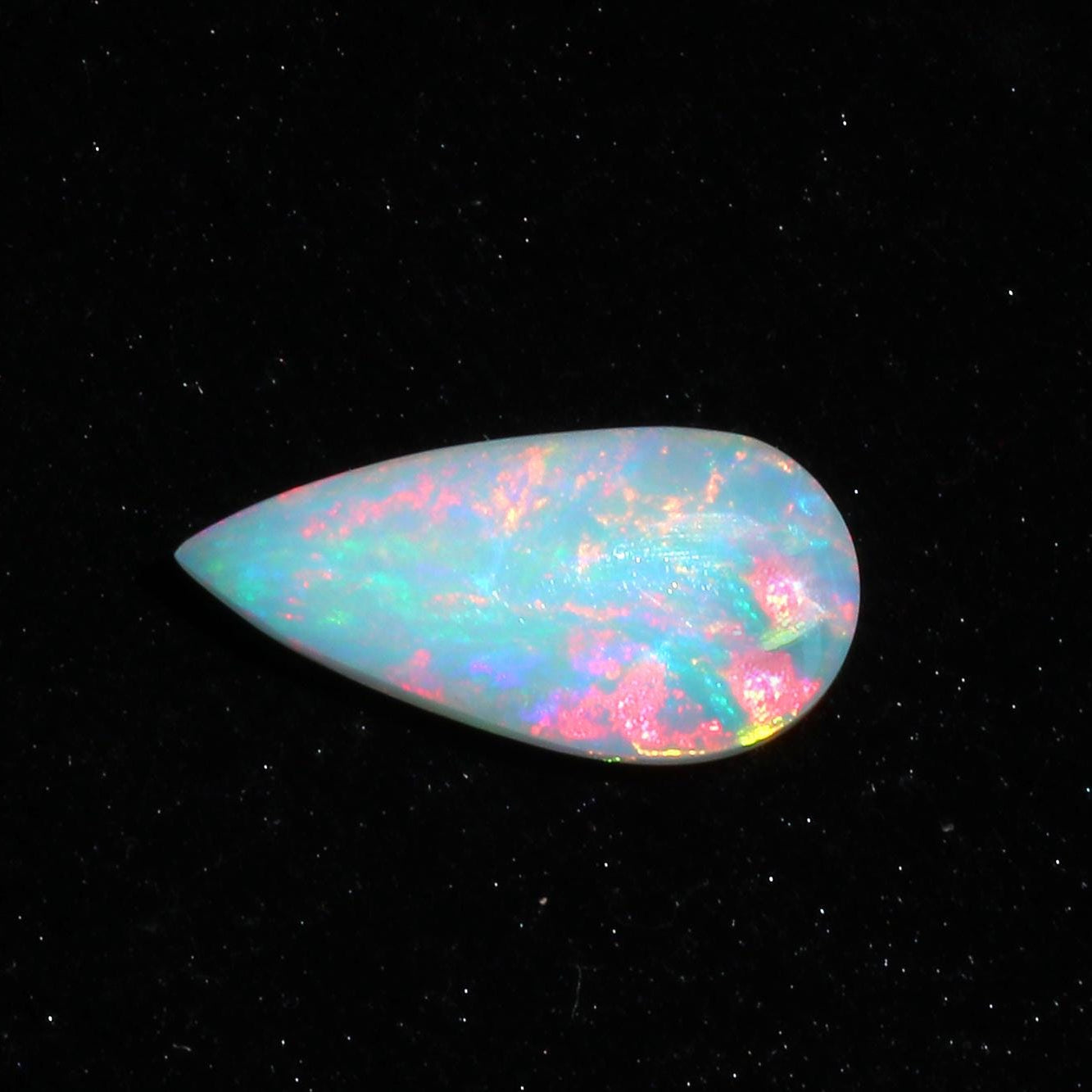 7.53 Ct Ethiopian Welo Opal Cabochon: Rainbow Fire Pear Gemstone