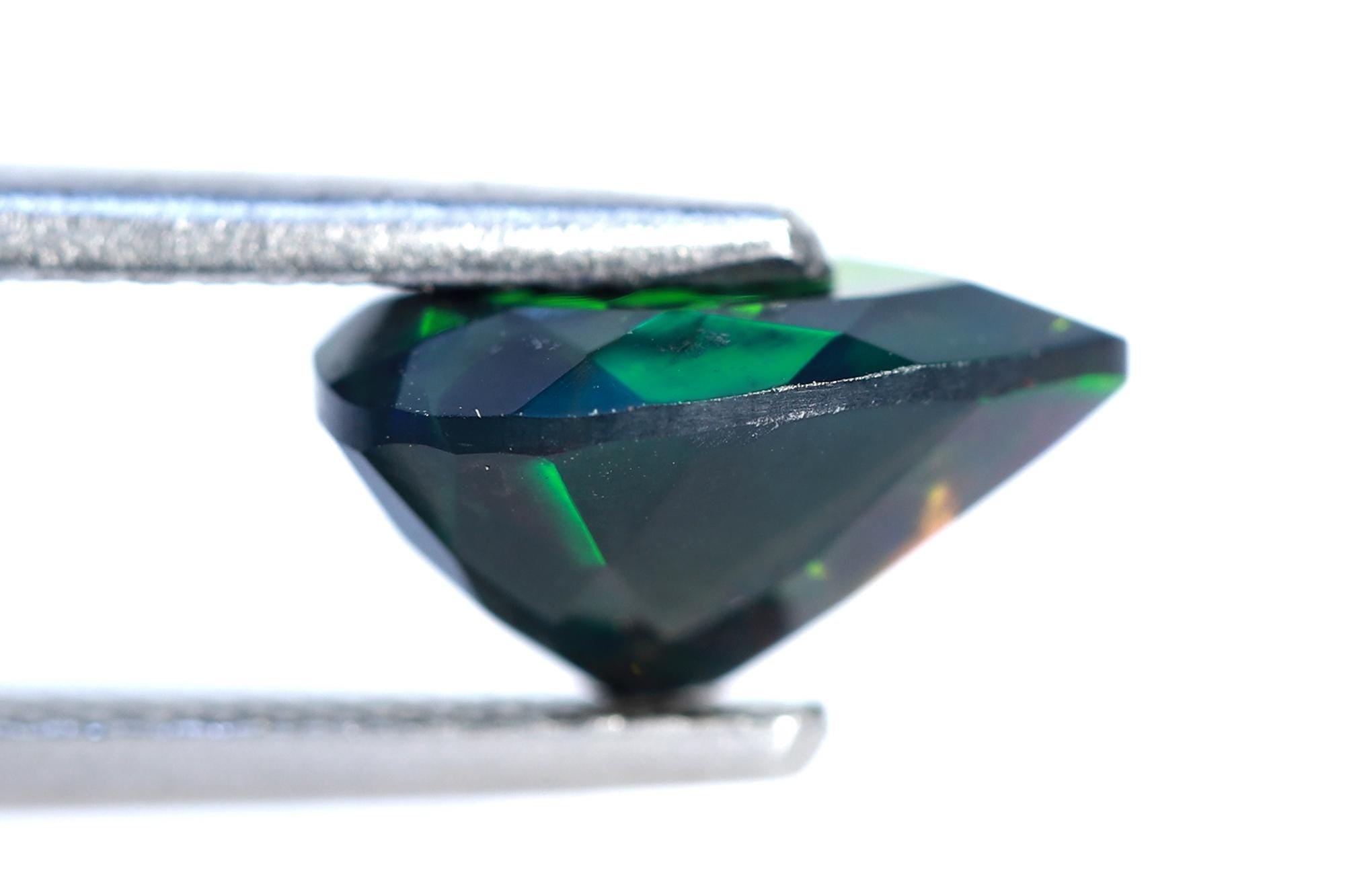 Welo Ethiopian Black Opal Pear Cabochon: 9x11mm Loose Gemstone