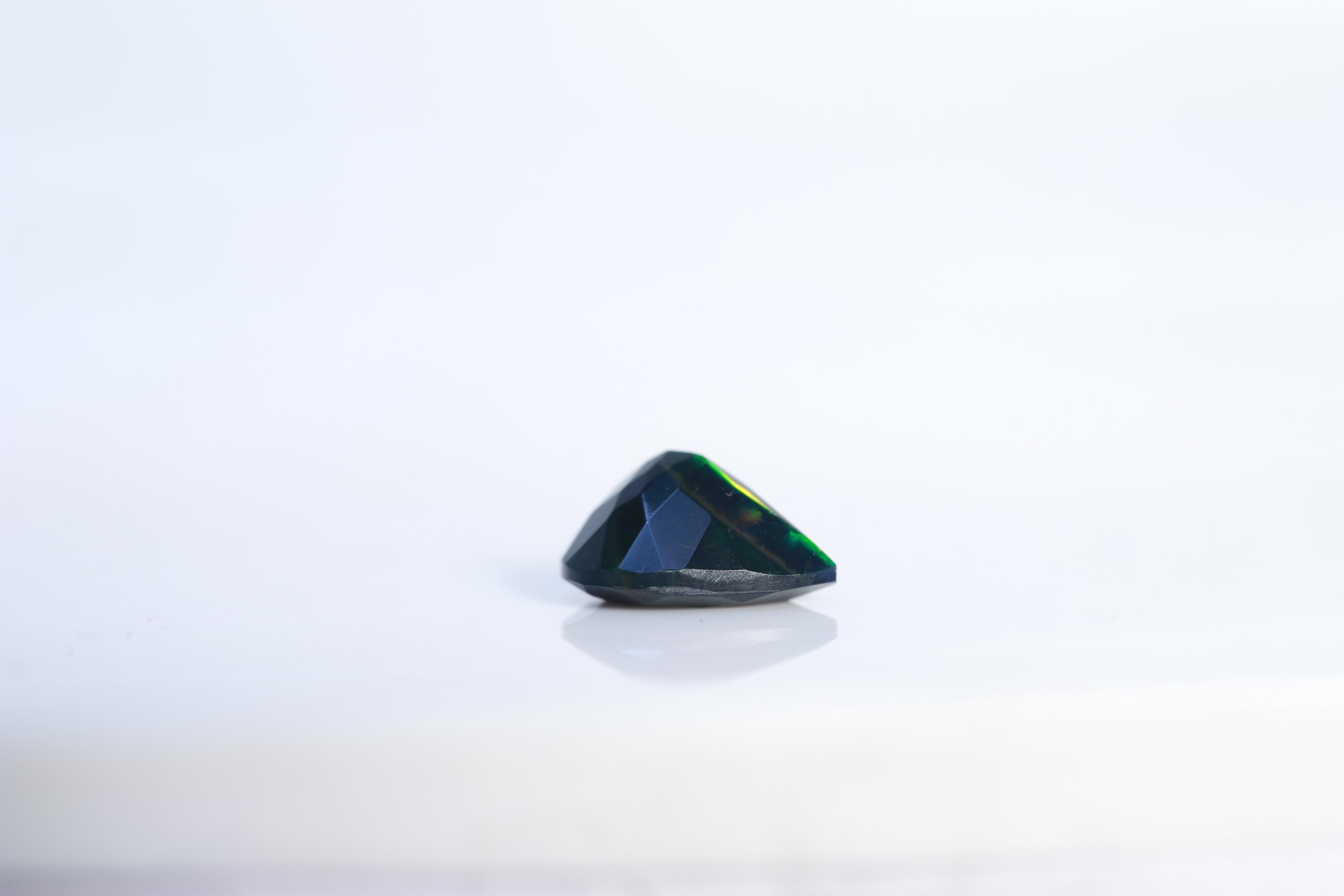 Welo Ethiopian Black Opal Pear Cabochon: 9x11mm Loose Gemstone