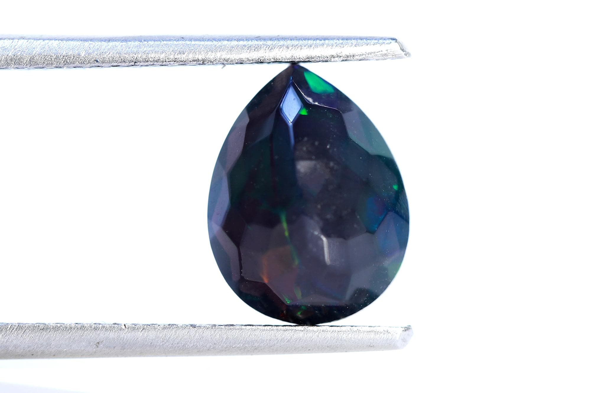 Ethiopian Black Opal Cut Stone: 2.05 ct Faceted Pear Cabochon