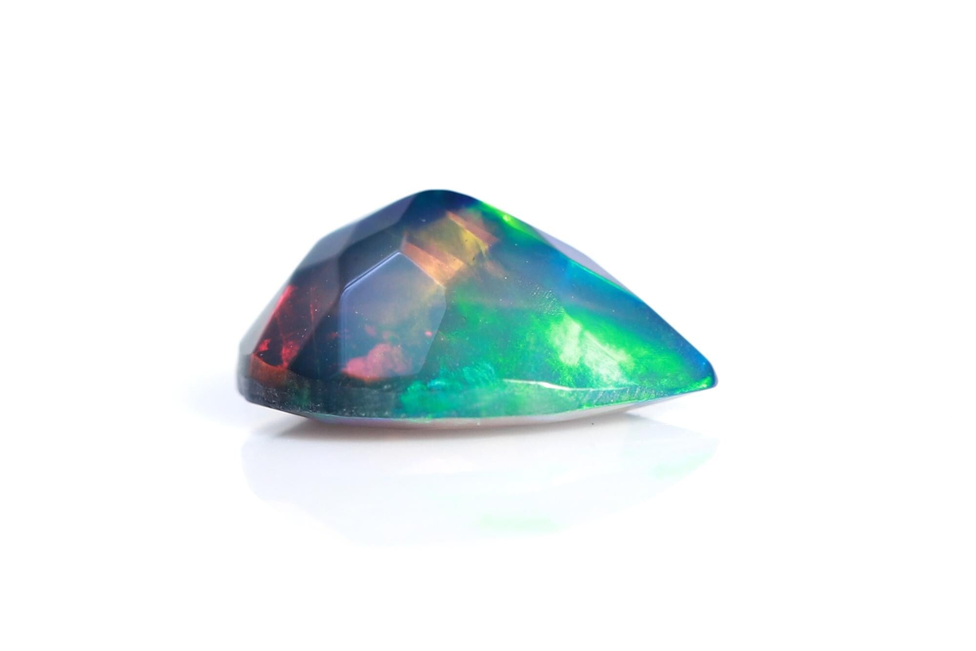 Ethiopian Black Opal Gemstone: 7x10mm Faceted Pear Cut, 1.12 Cts
