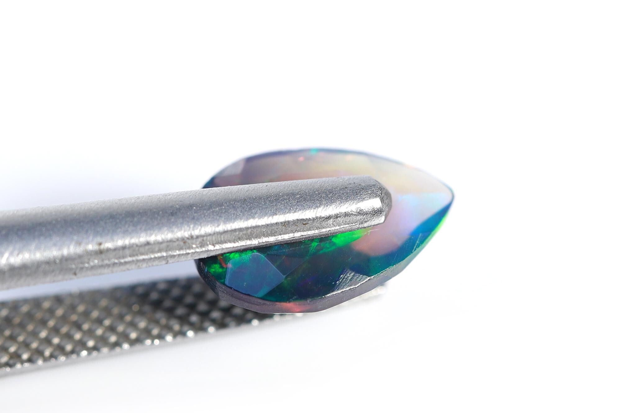 Ethiopian Black Opal Gemstone: 7x10mm Faceted Pear Cut, 1.12 Cts