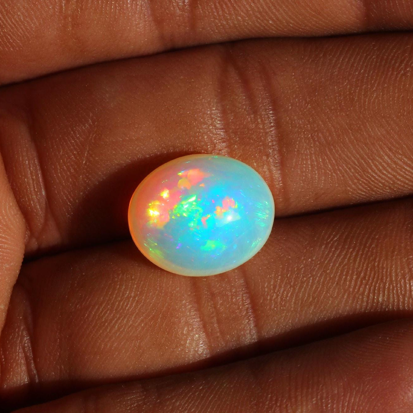 7.70 Cts Ethiopian Fire Opal Cabochon: October Birthstone