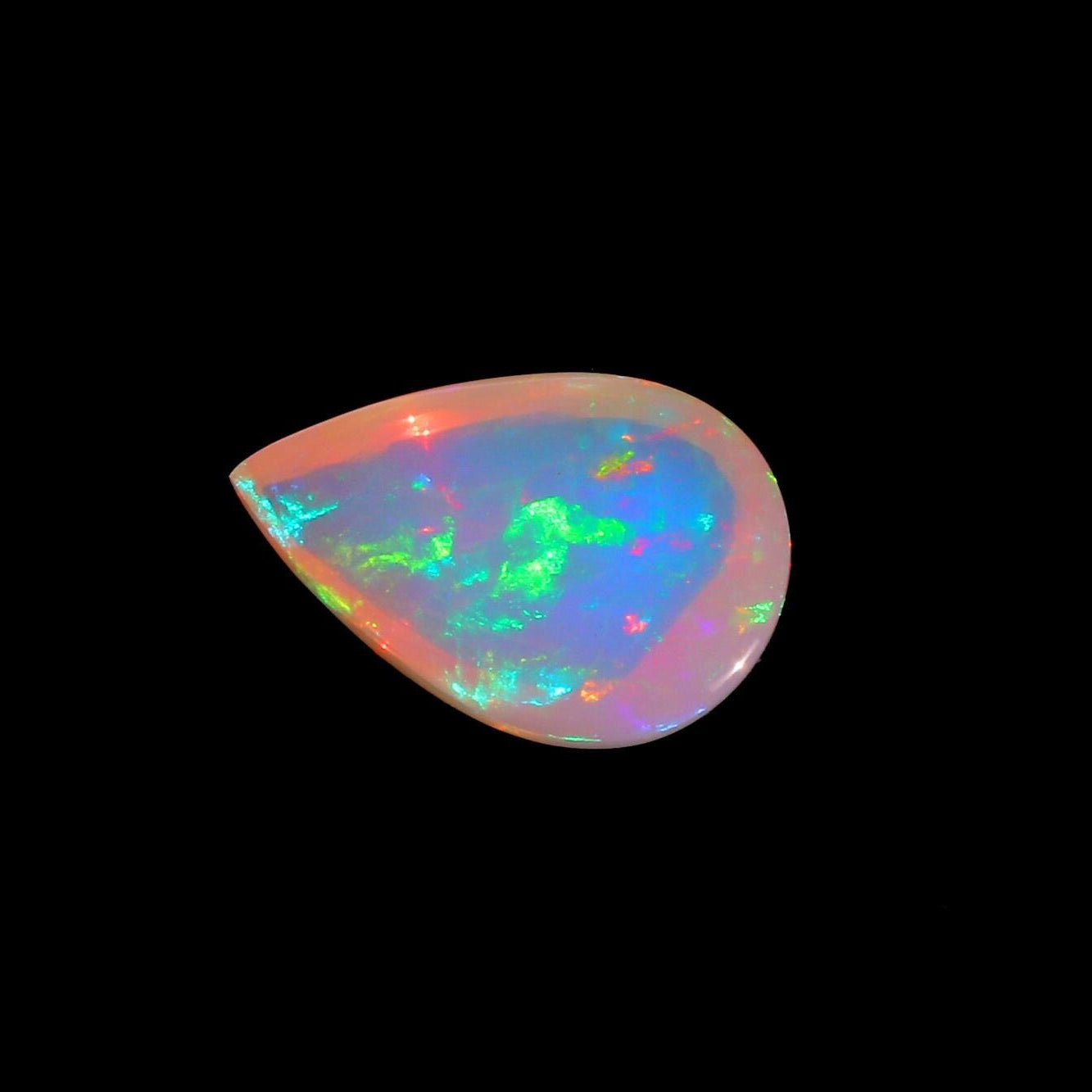 Ethiopian Welo Opal Pear Cabochon: Rainbow Fire Gemstone, 15x20 mm