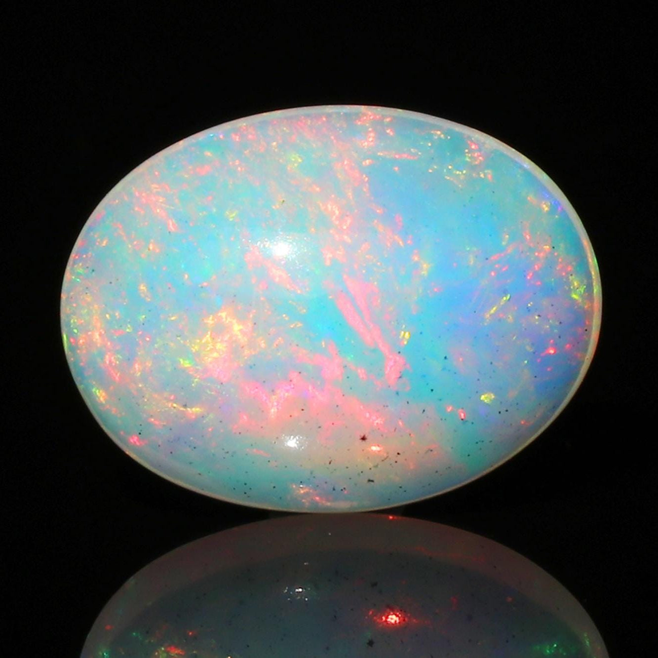 Welo Ethiopian Fire Opal Cabochon: Rainbow Gemstone for Jewelry (1.67 Cts, 13x8 mm
