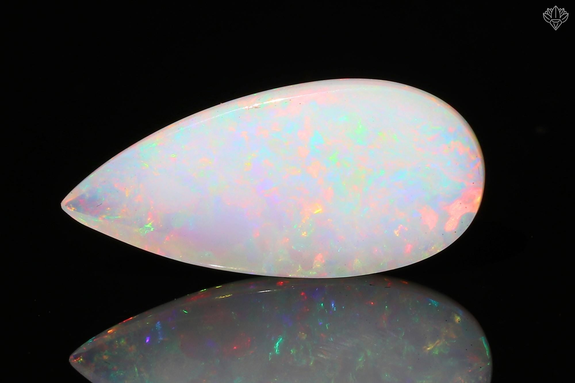 Welo Ethiopian Opal Cabochon: Pear Shape Rainbow Gemstone, October Birthstone (27x12mm, 12 Cts)