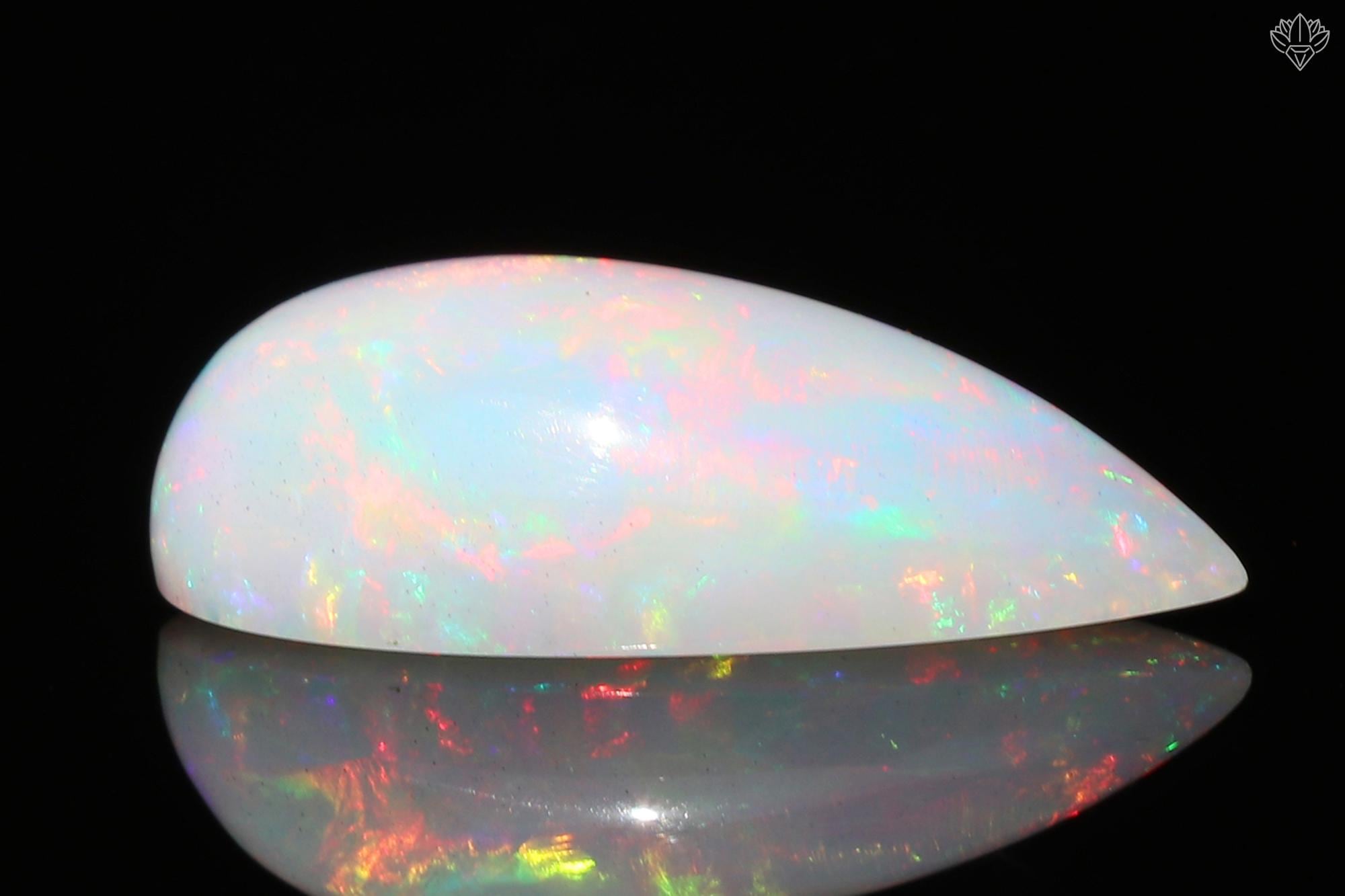 Welo Ethiopian Opal Cabochon: Pear Shape Rainbow Gemstone, October Birthstone (27x12mm, 12 Cts)