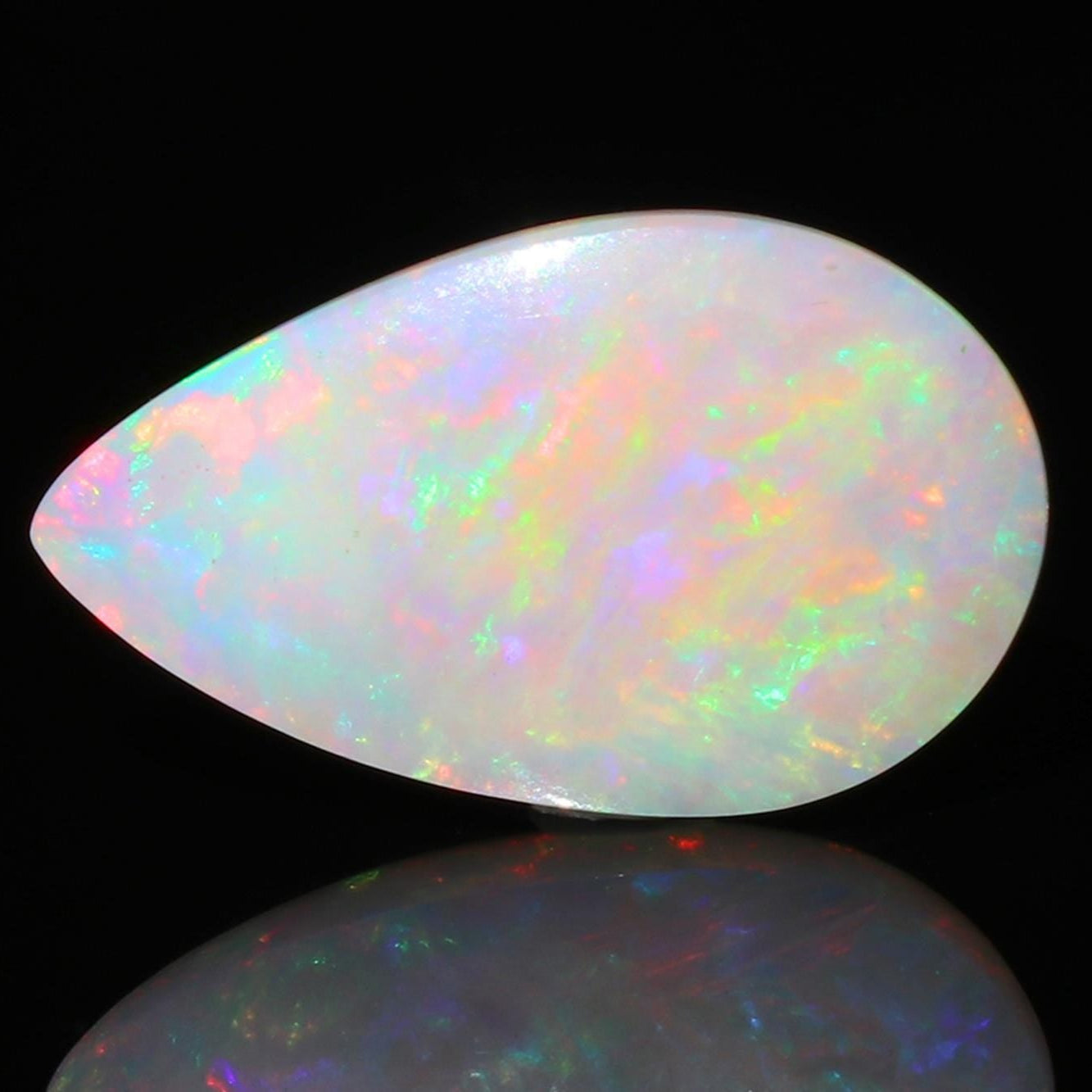 Welo Opal Cabochon: Ethiopian Pear Opal, Multi-Fire Gemstone, 8.44 Carat