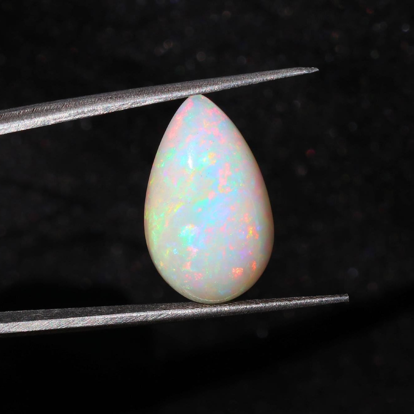 Welo Opal Cabochon: Ethiopian Pear Opal, Multi-Fire Gemstone, 8.44 Carat